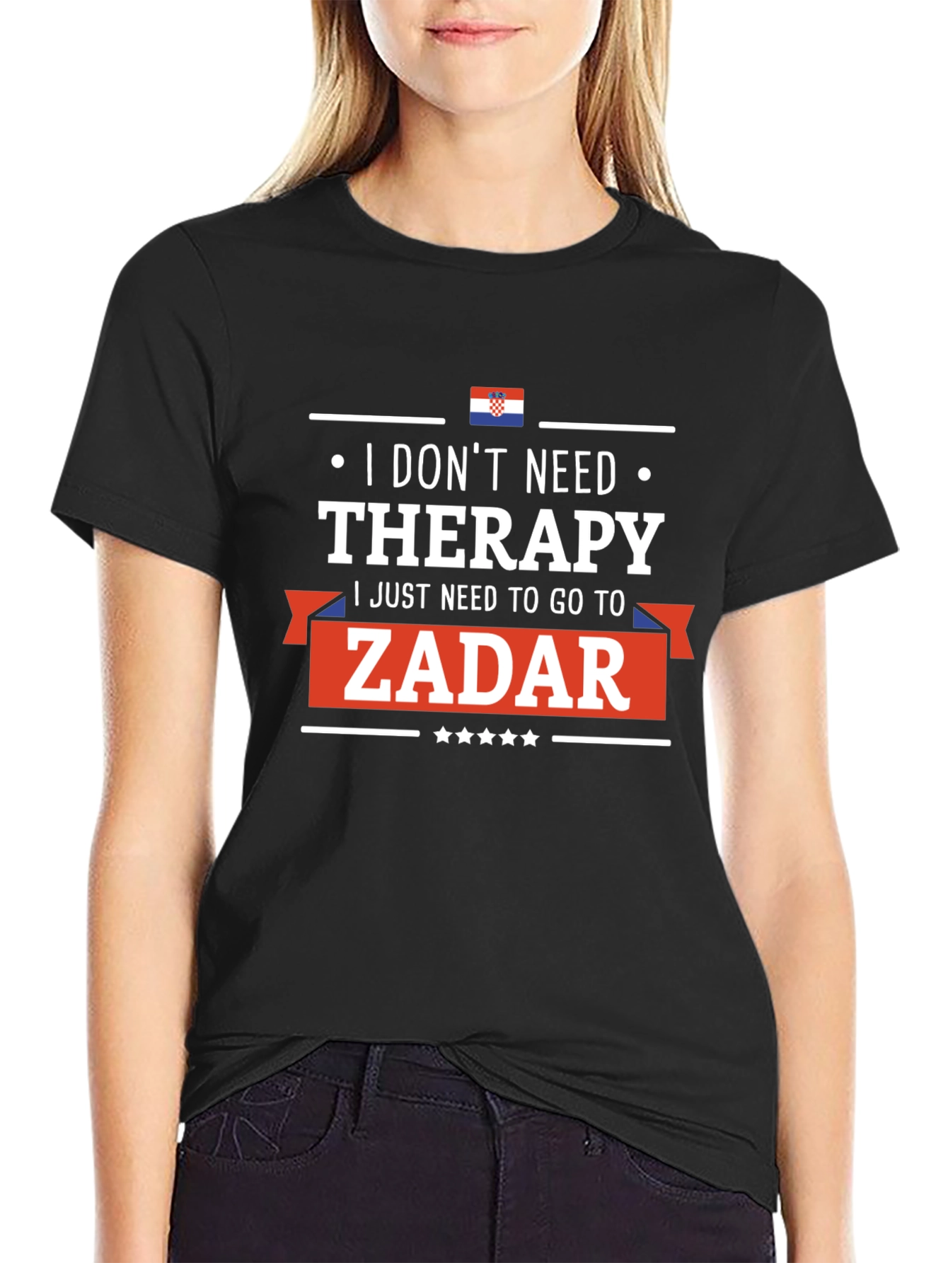 Black Zadar Therapy T-Shirt: Croatia Vacation Tee view 2