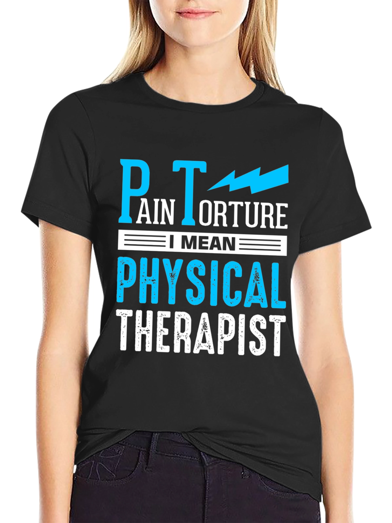 Black Pain Torture Funny Physical Therapist T-Shirt view 2
