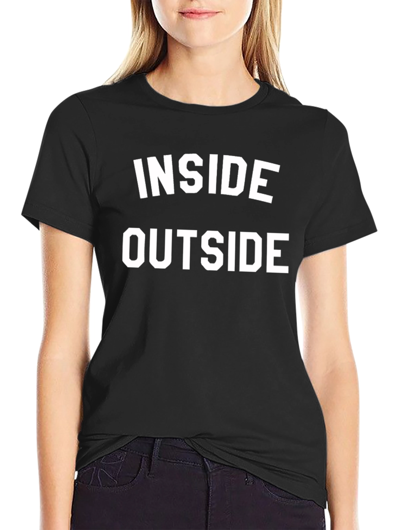 Black Inside Outside Graphic T-Shirt - Unique Design view 2