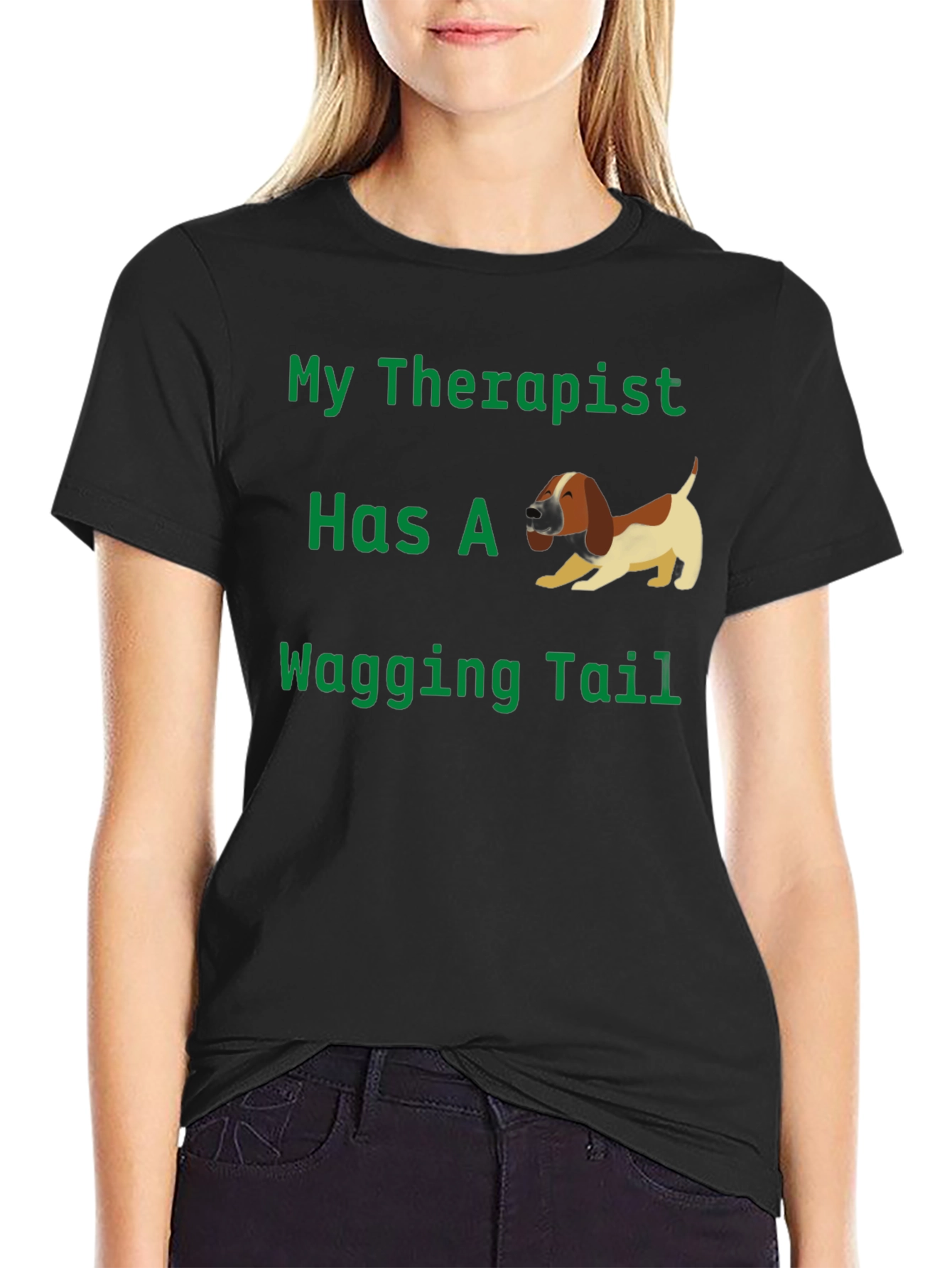 Black My Therapist Dog T-Shirt Funny Pet Lover Tee view 2