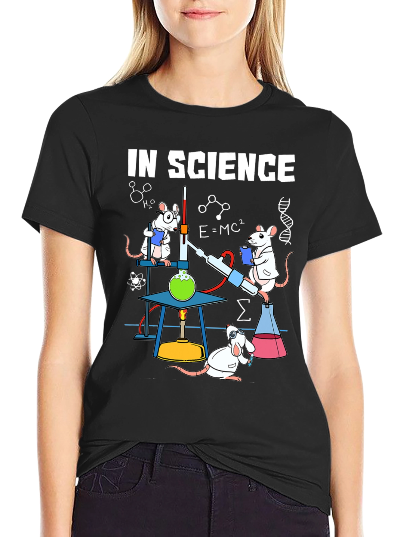 Black Science Rat T-Shirt - Black Cotton Blend Tee view 2