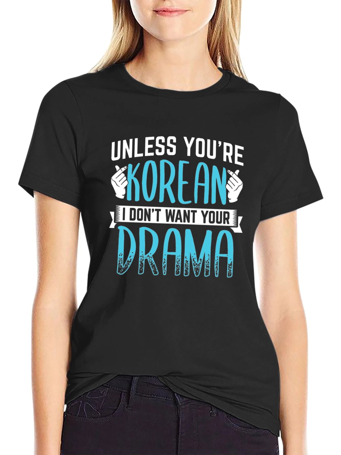 Black Funny Korean Drama T-Shirt - Unisex view 2