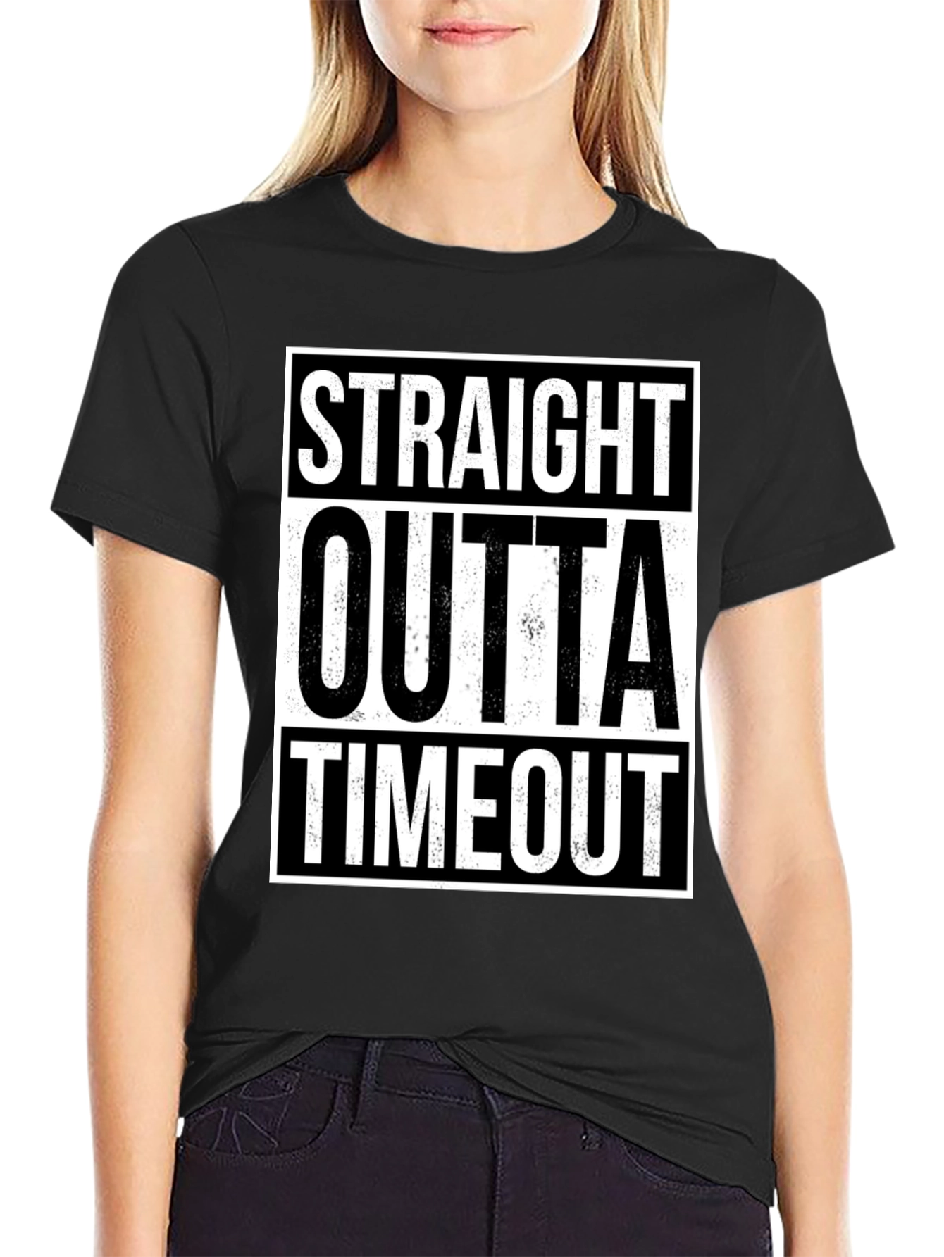 Black Straight Outta Timeout Graphic T-Shirt view 2