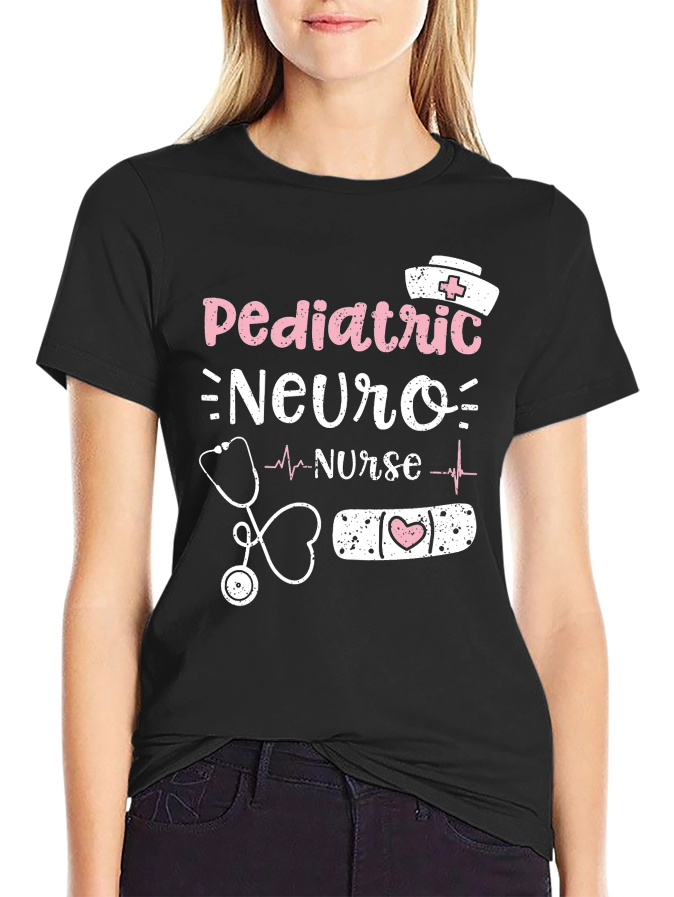 Black Pediatric Neuro Nurse T-Shirt - Medical Apparel view 2