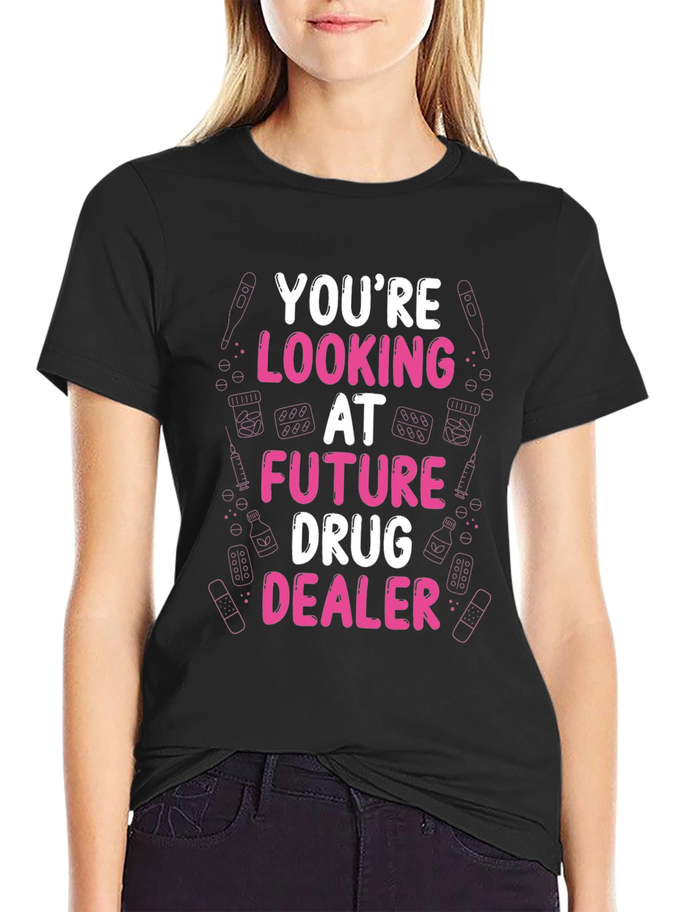 Black Future Drug Dealer Funny Graphic T-Shirt view 2