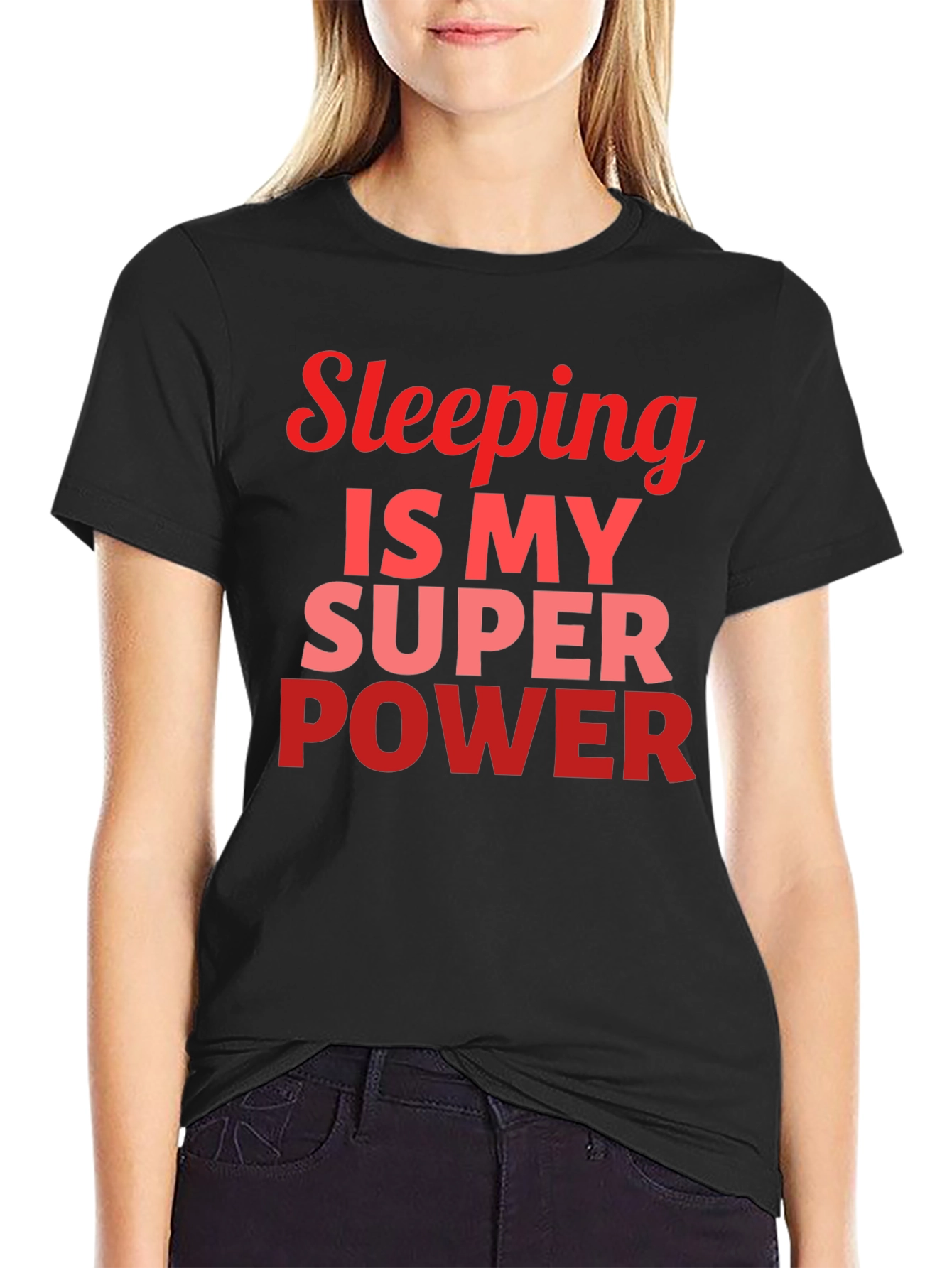 Black Sleeping Is My Superpower Graphic T-Shirt - Men's view 2