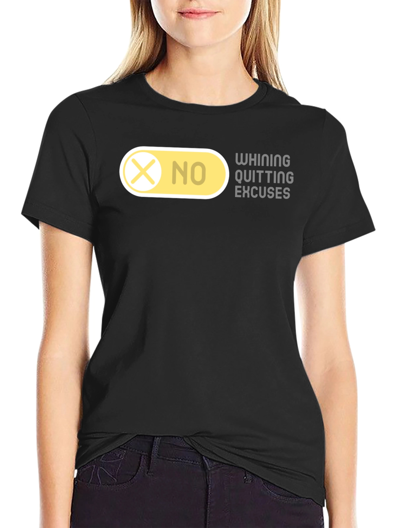 Black No Excuses Graphic T-Shirt - Motivational Tee view 2