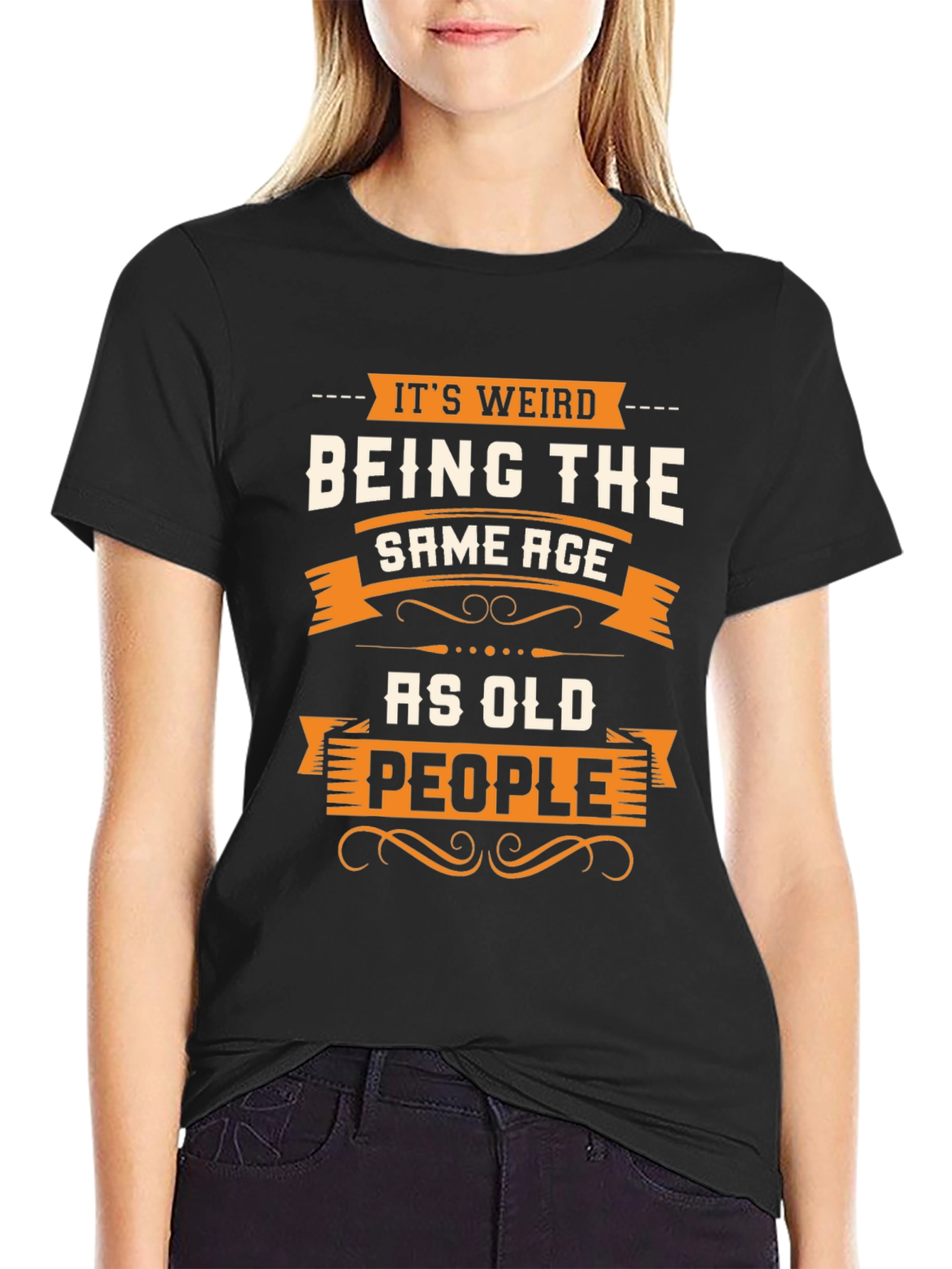 Black Funny "Same Age As Old People" Graphic Tee view 2
