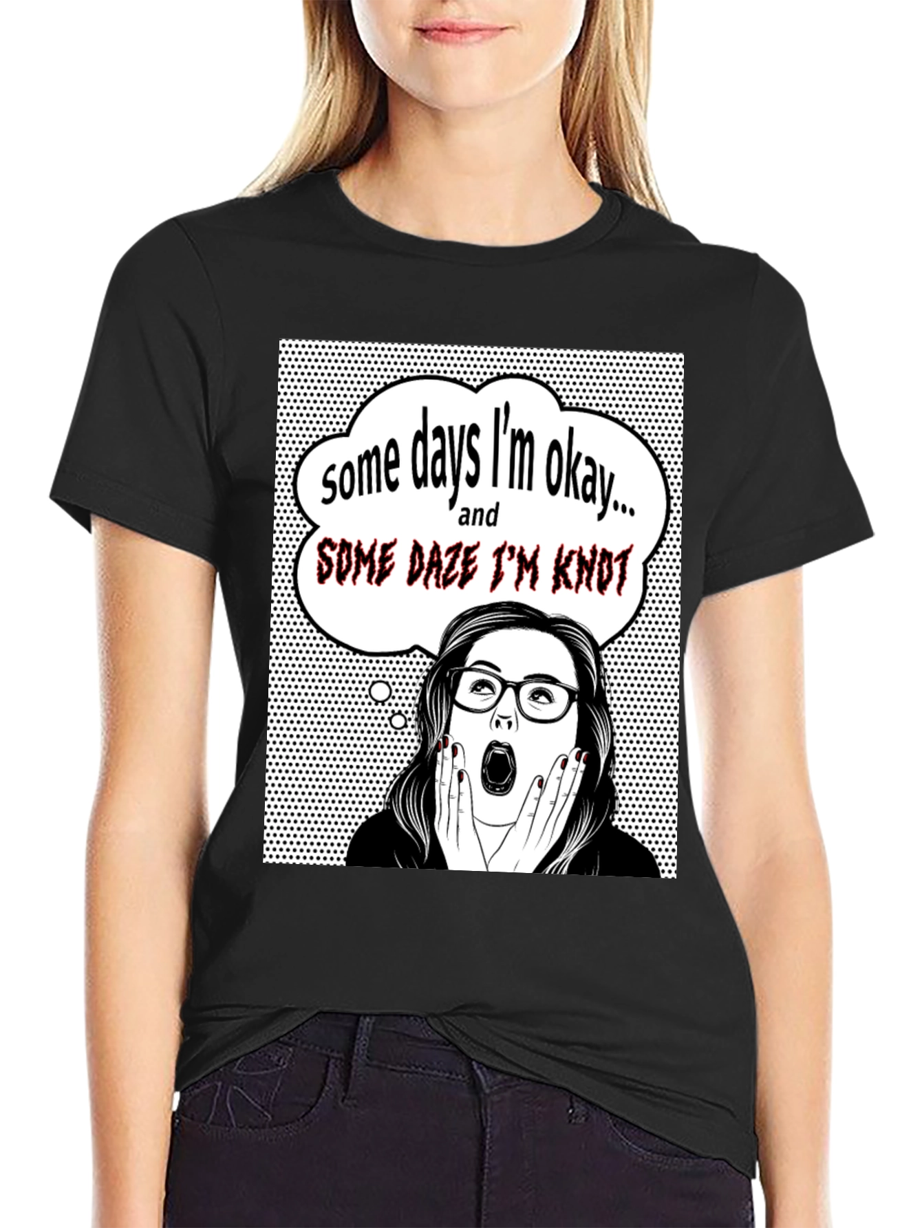 Black Funny "Some Days I'm Okay" Graphic Tee view 2
