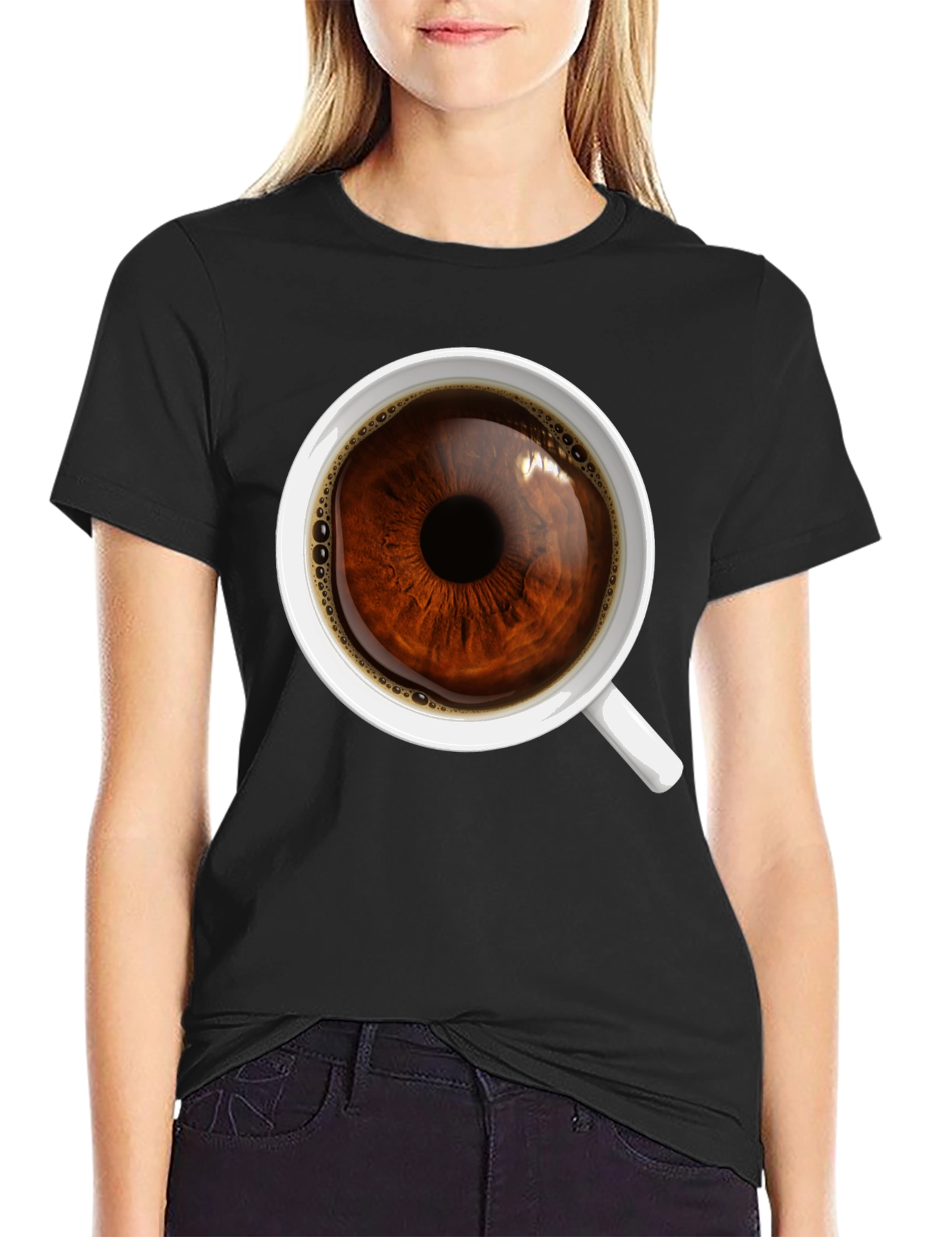 Black Eye See Coffee T-Shirt - Unique Graphic Tee view 2