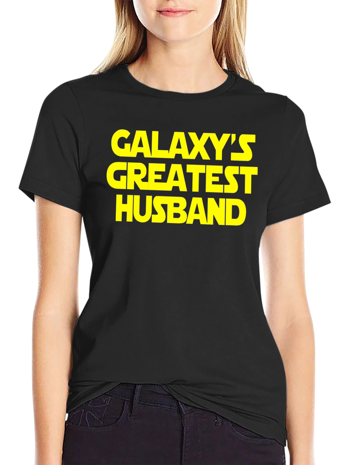 Black Galaxy's Greatest Husband Black T-Shirt view 2