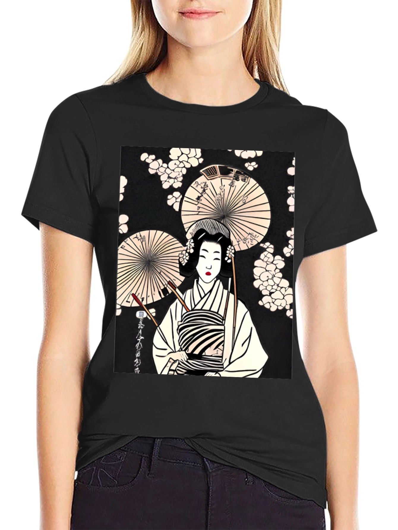 Geisha Art Graphic Tee - Trendy Unisex T-Shirt - 2