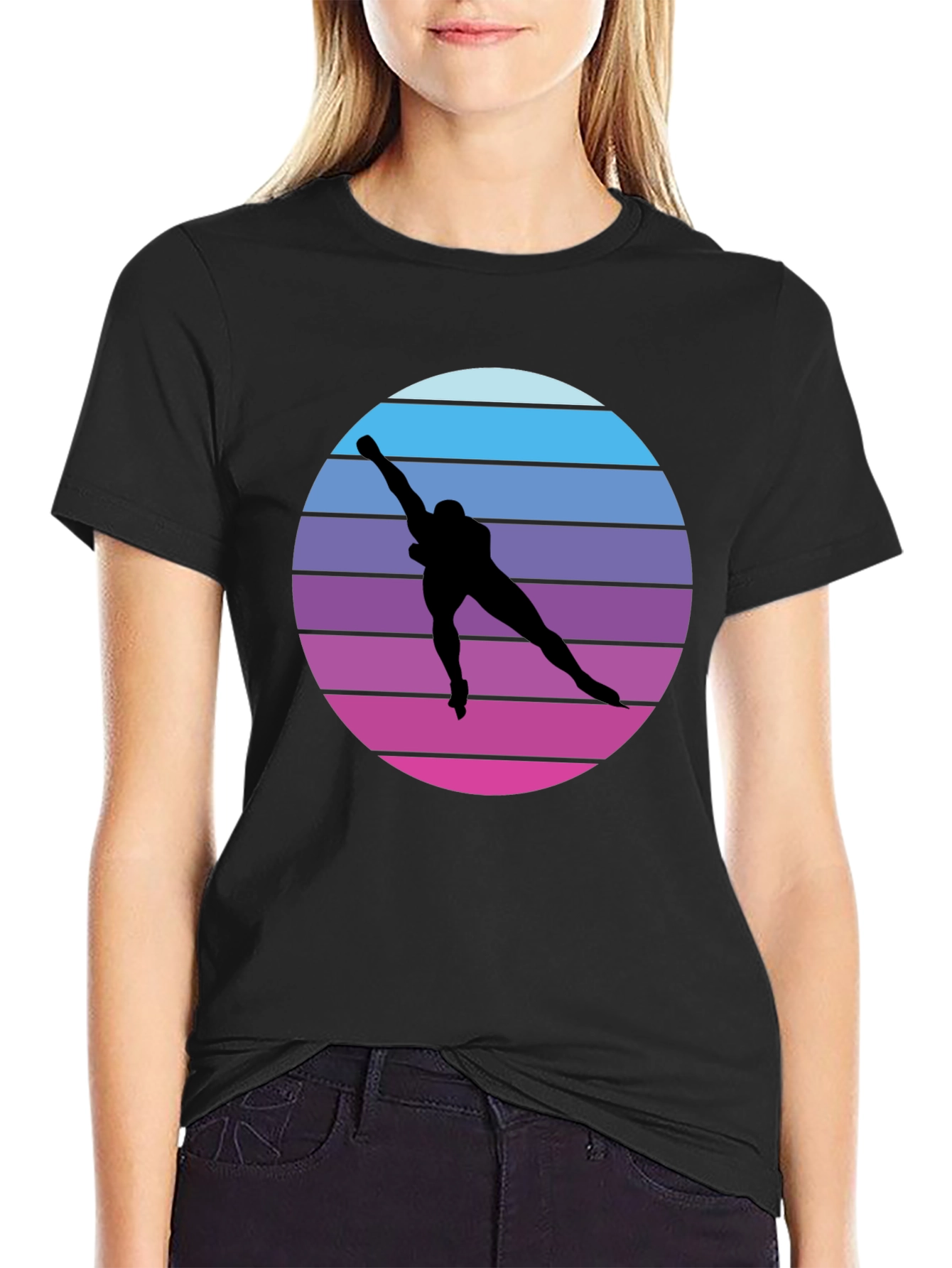 Black Retro Speed Skater Graphic Tee view 2