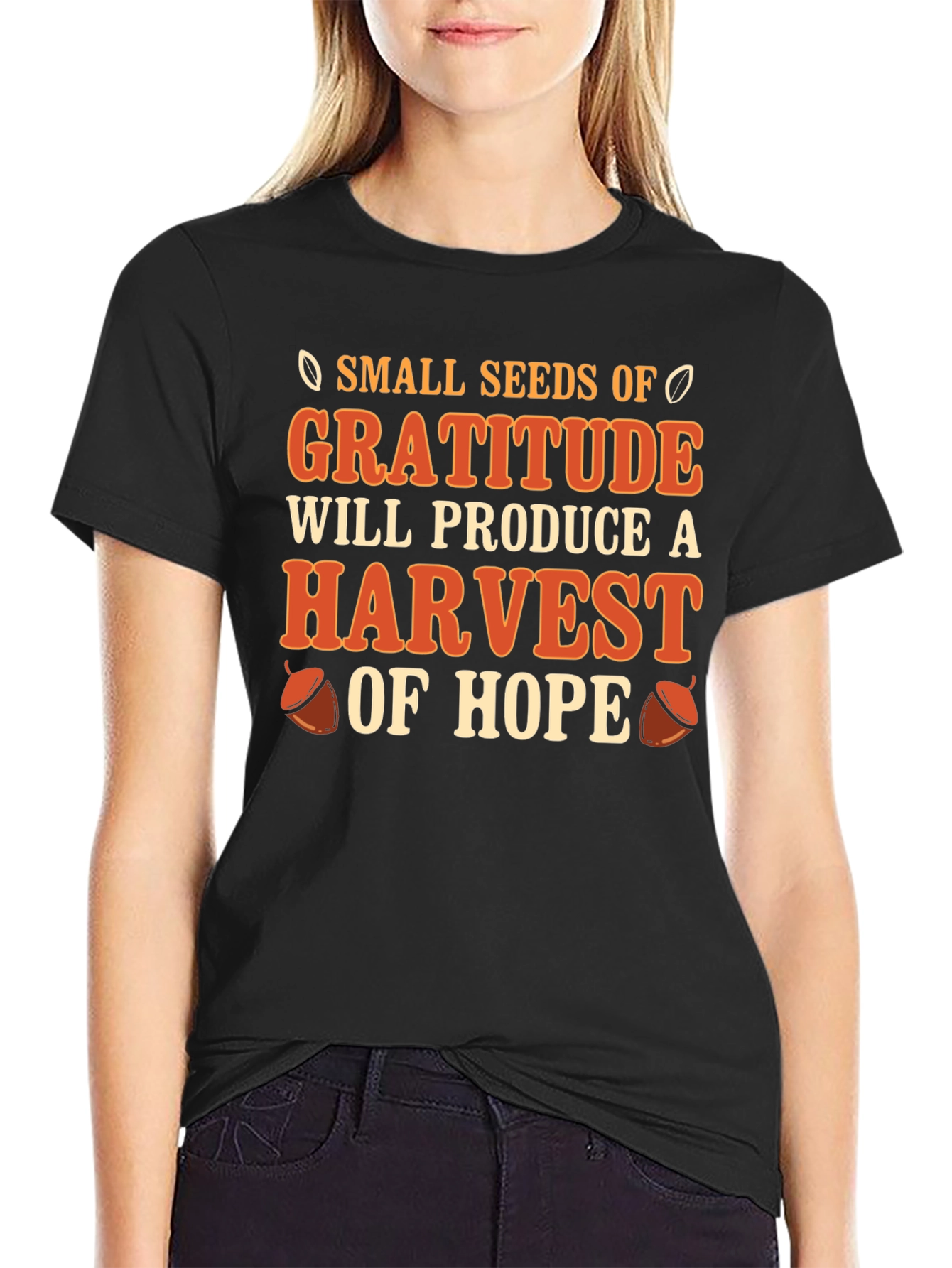 Black Gratitude Harvest T-Shirt - Inspirational Graphic Tee view 2