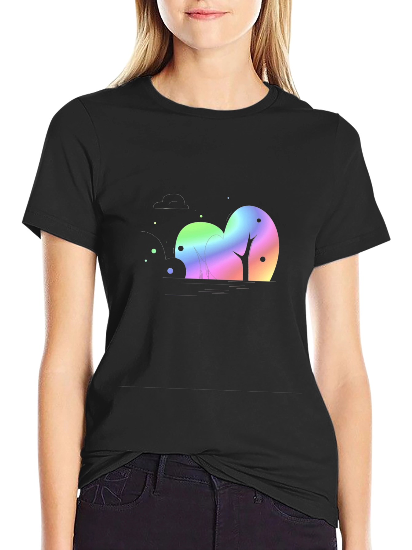 Black Rainbow Trees Black T-Shirt view 2