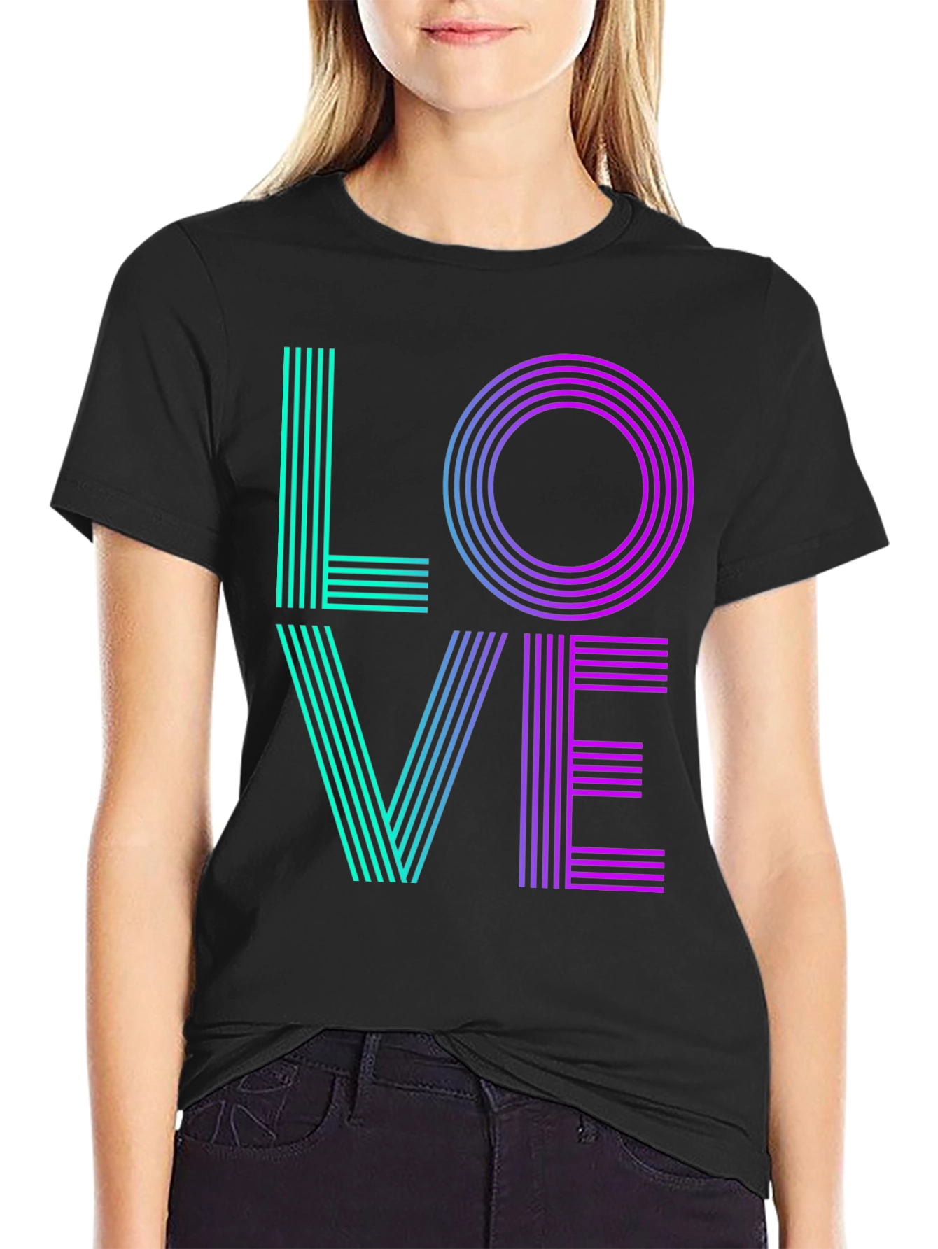 Black LOVE Graphic Tee - Retro Style view 2