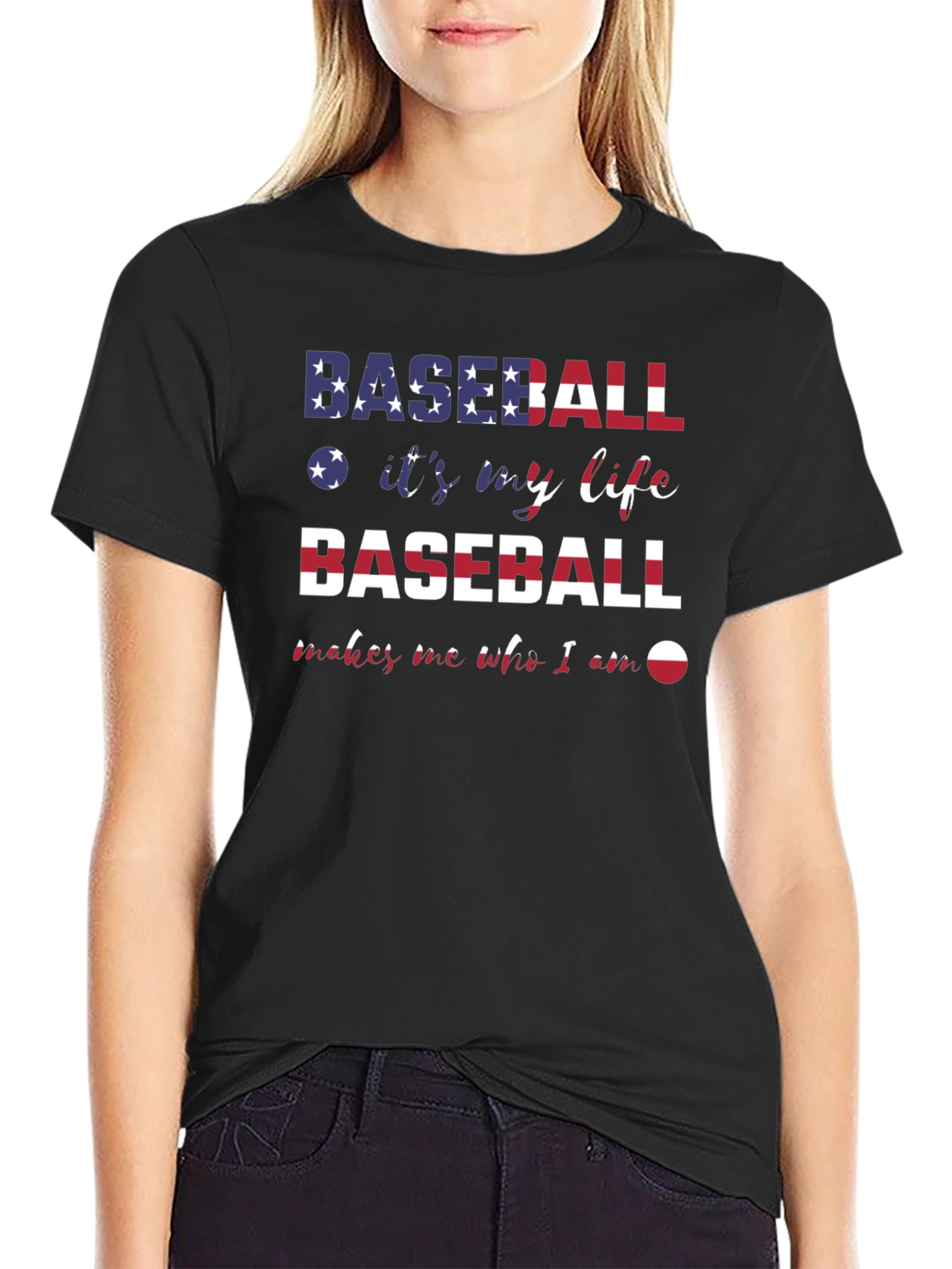 Black Baseball It's My Life T-Shirt view 2