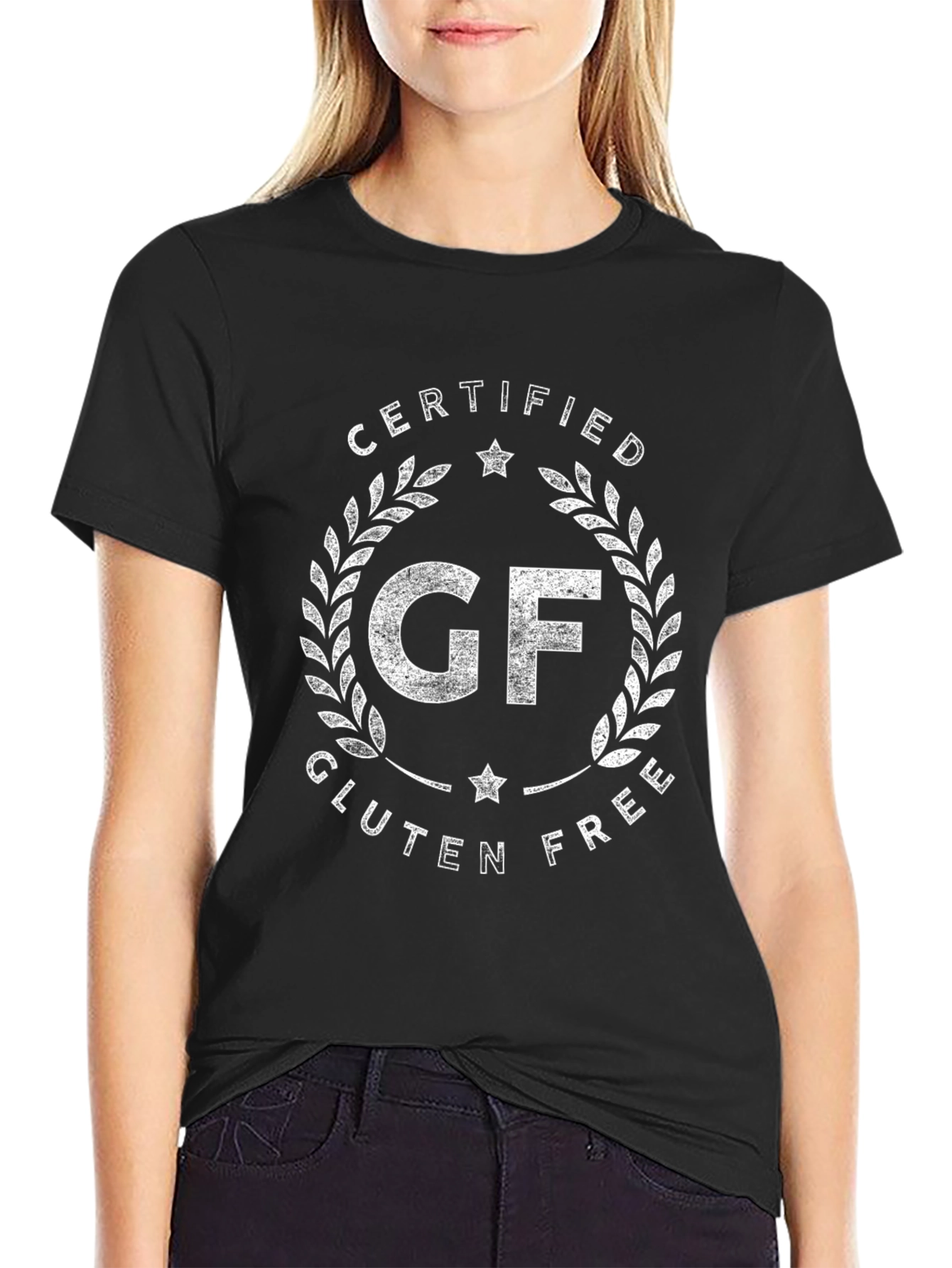 Black Certified Gluten Free Black T-Shirt view 2