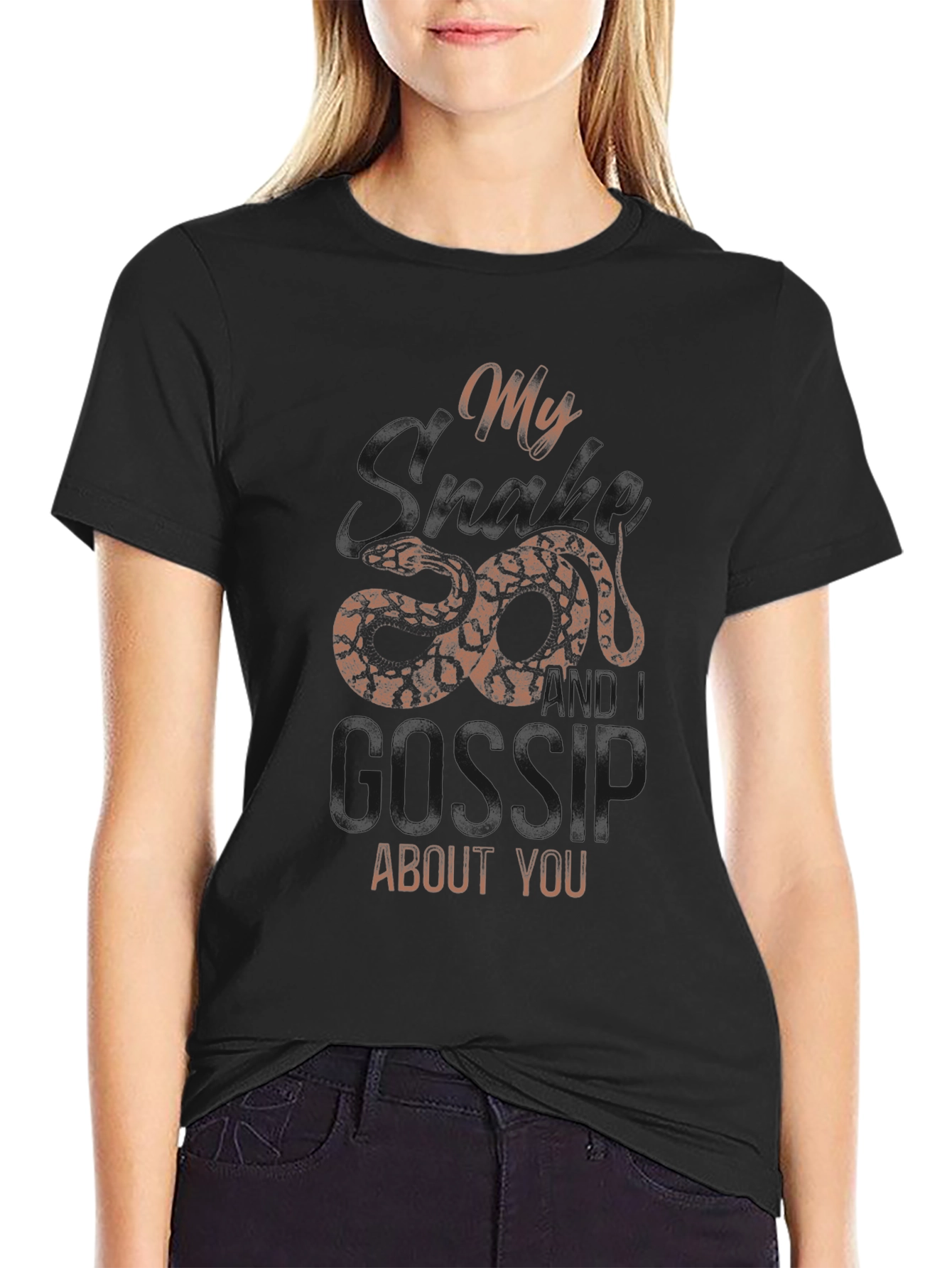 Black Snarky Snake Gossip Tee view 2