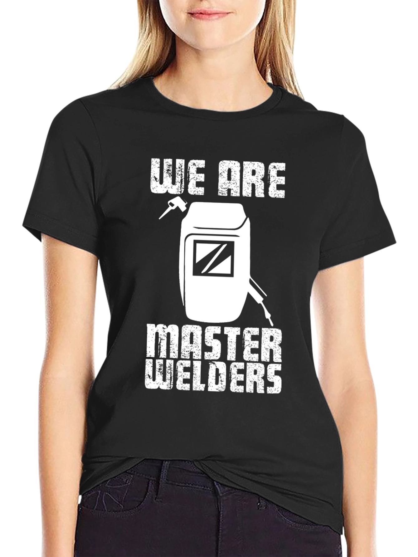 Black Master Welders T-Shirt - Black Cotton Crew Neck view 2
