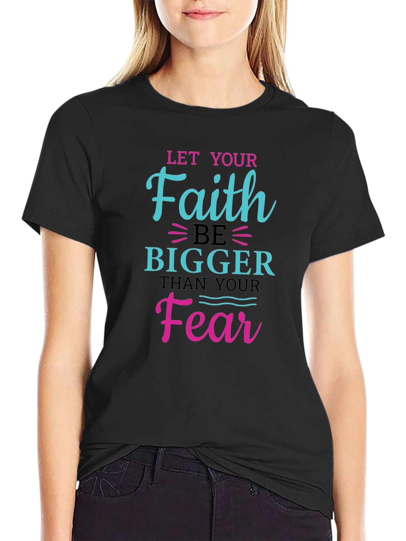 Black Faith Over Fear Graphic Tee - Inspiring Christian Shirt view 2