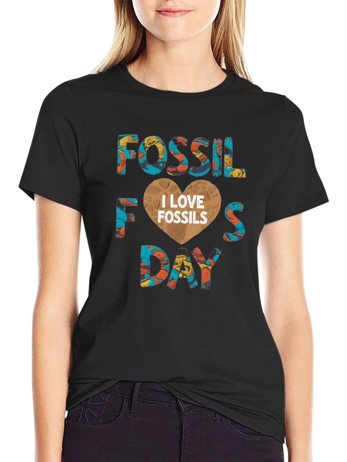 Black Fossil Day I Love Fossils Graphic Tee Shirt view 2
