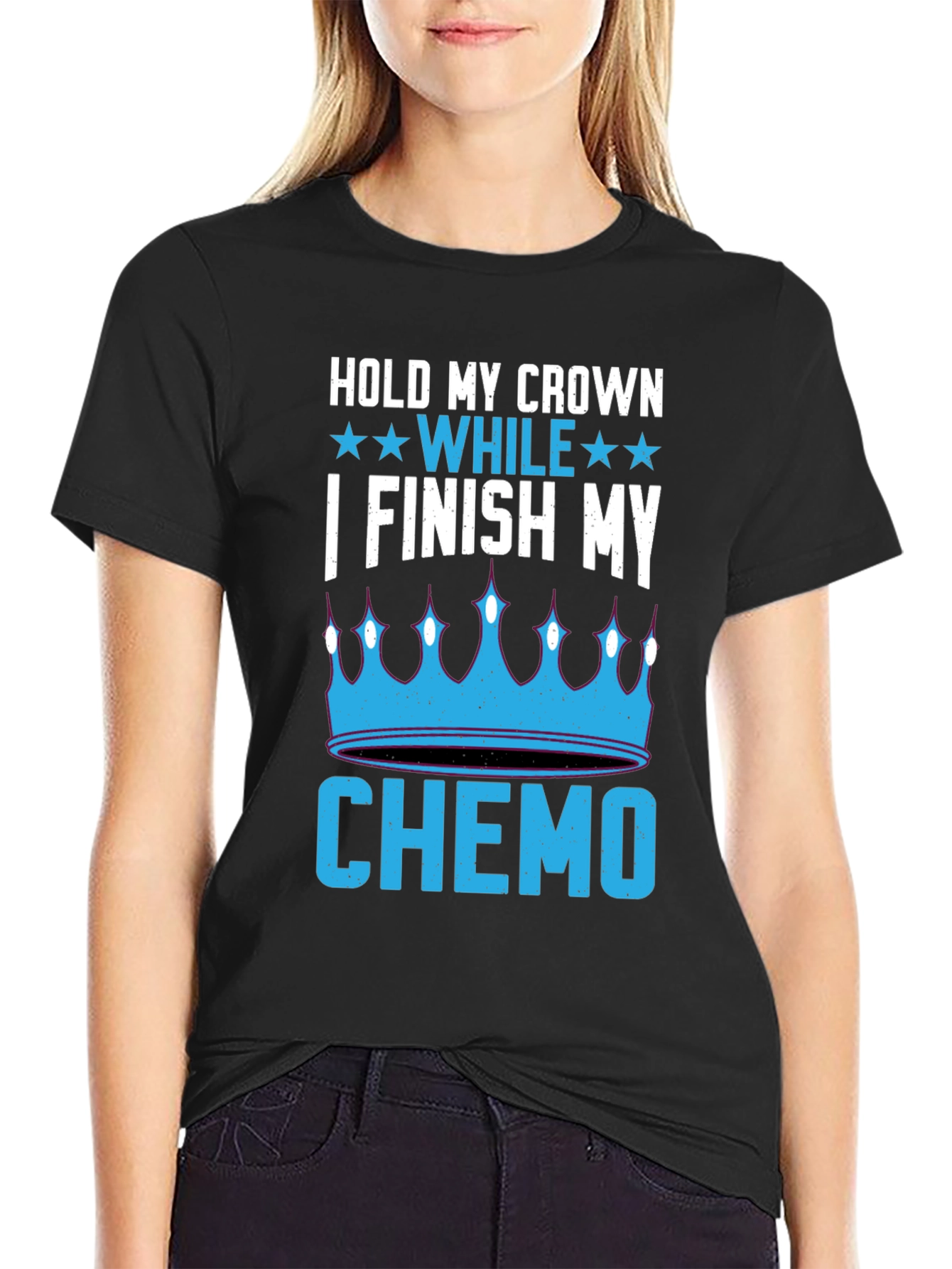 Black Hold My Crown While I Finish My Chemo T-Shirt view 2