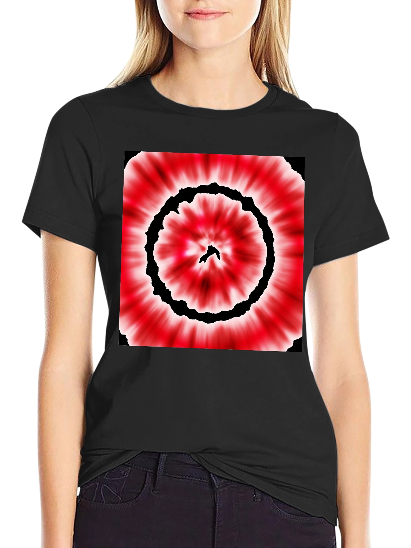 Black Red & Black Tie-Dye Style Graphic T-Shirt view 2