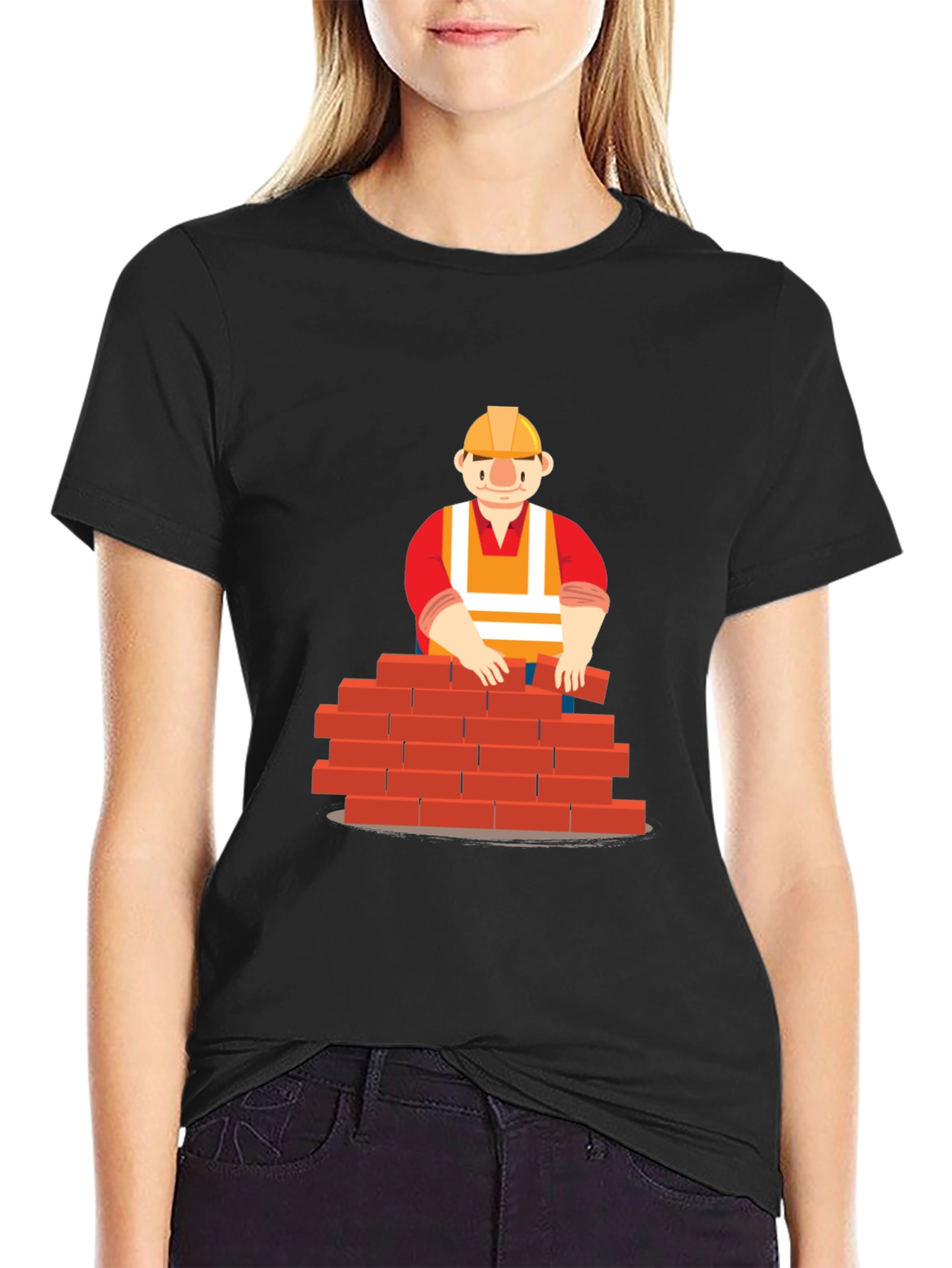 Black Bricklayer Graphic T-Shirt - Construction Worker Tee view 2