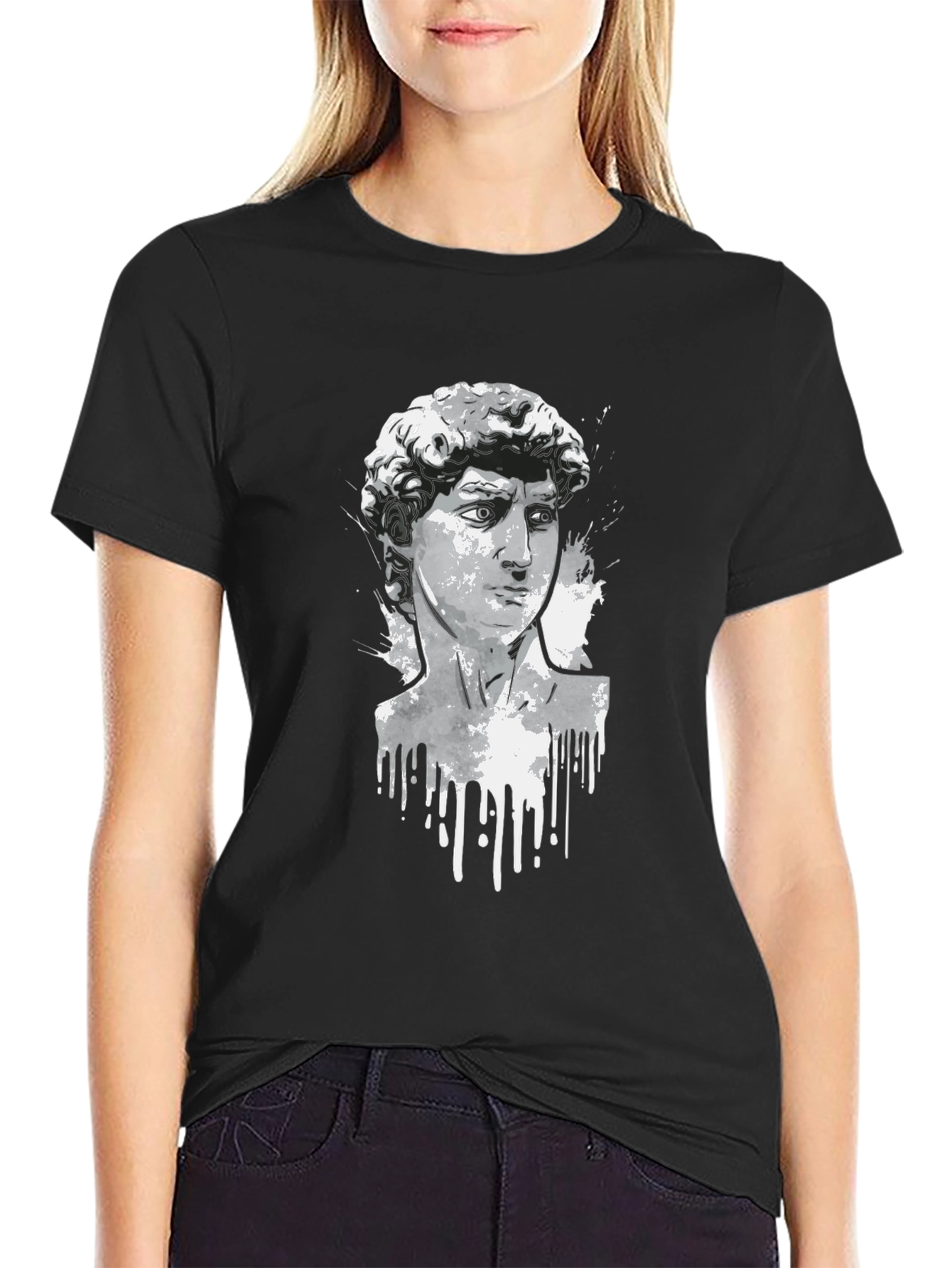 Black David Statue Graphic Tee - Modern Art Shirt view 2