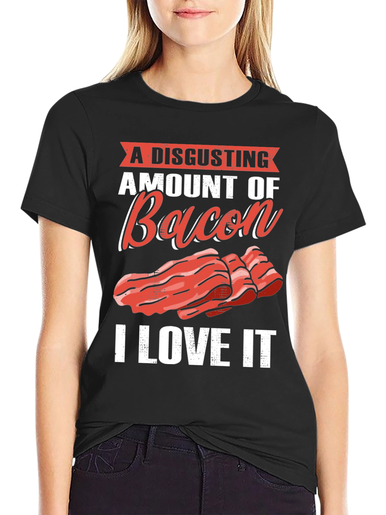 Black Disgusting Amount of Bacon T-Shirt view 2