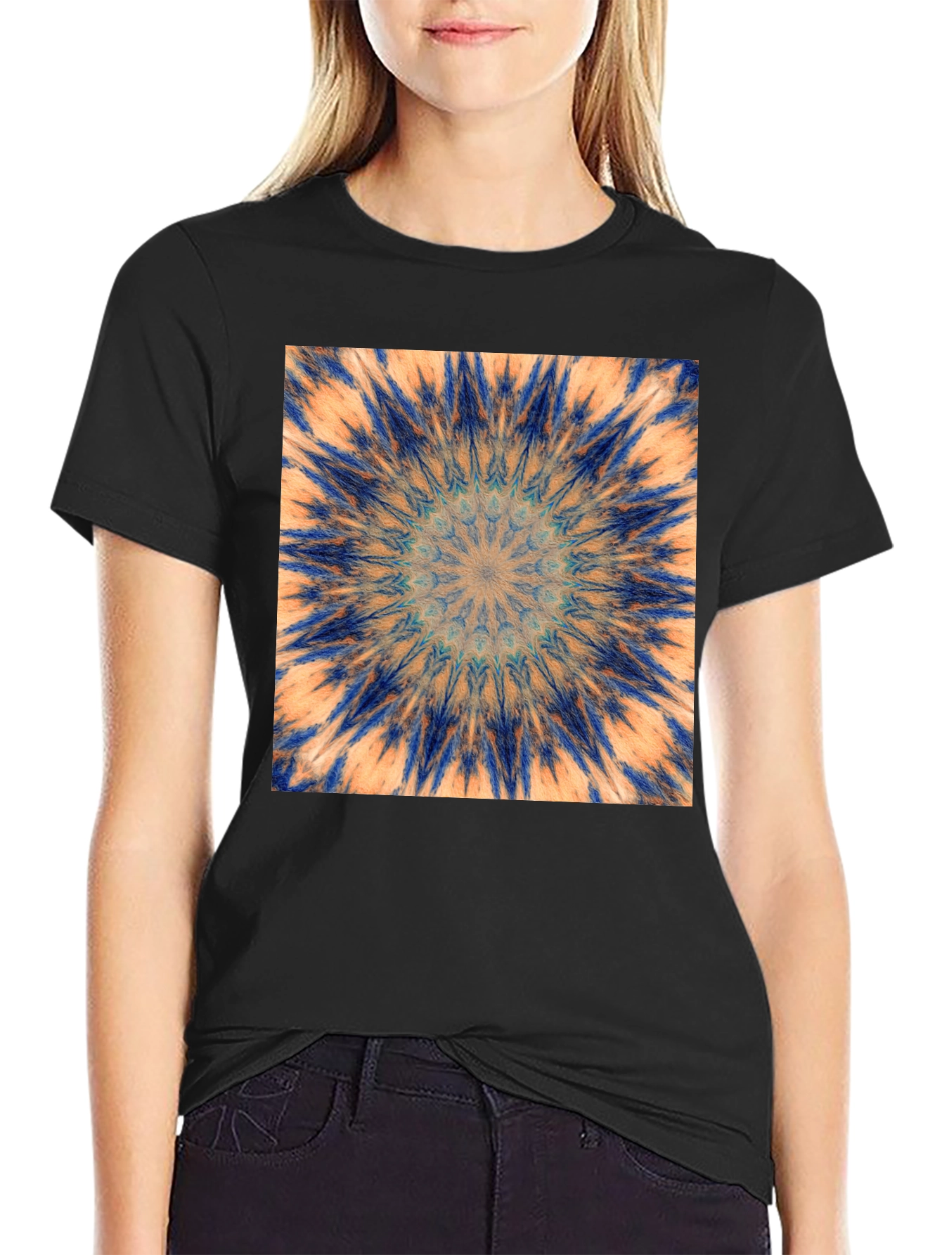Black Tie-Dye Kaleidoscope Graphic Tee view 2