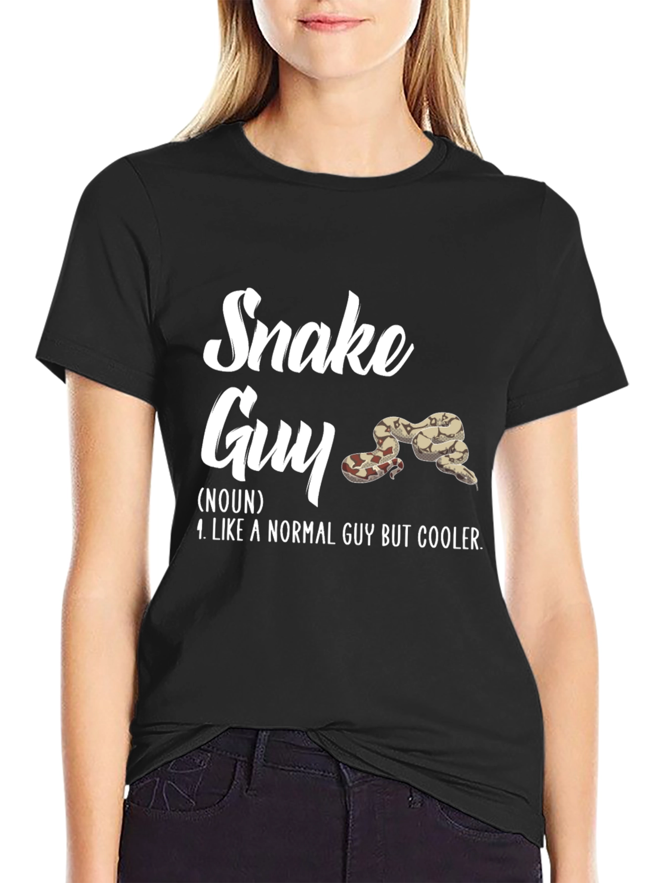 Black Snake Guy Definition T-Shirt - Cool Reptile Lover Tee view 2