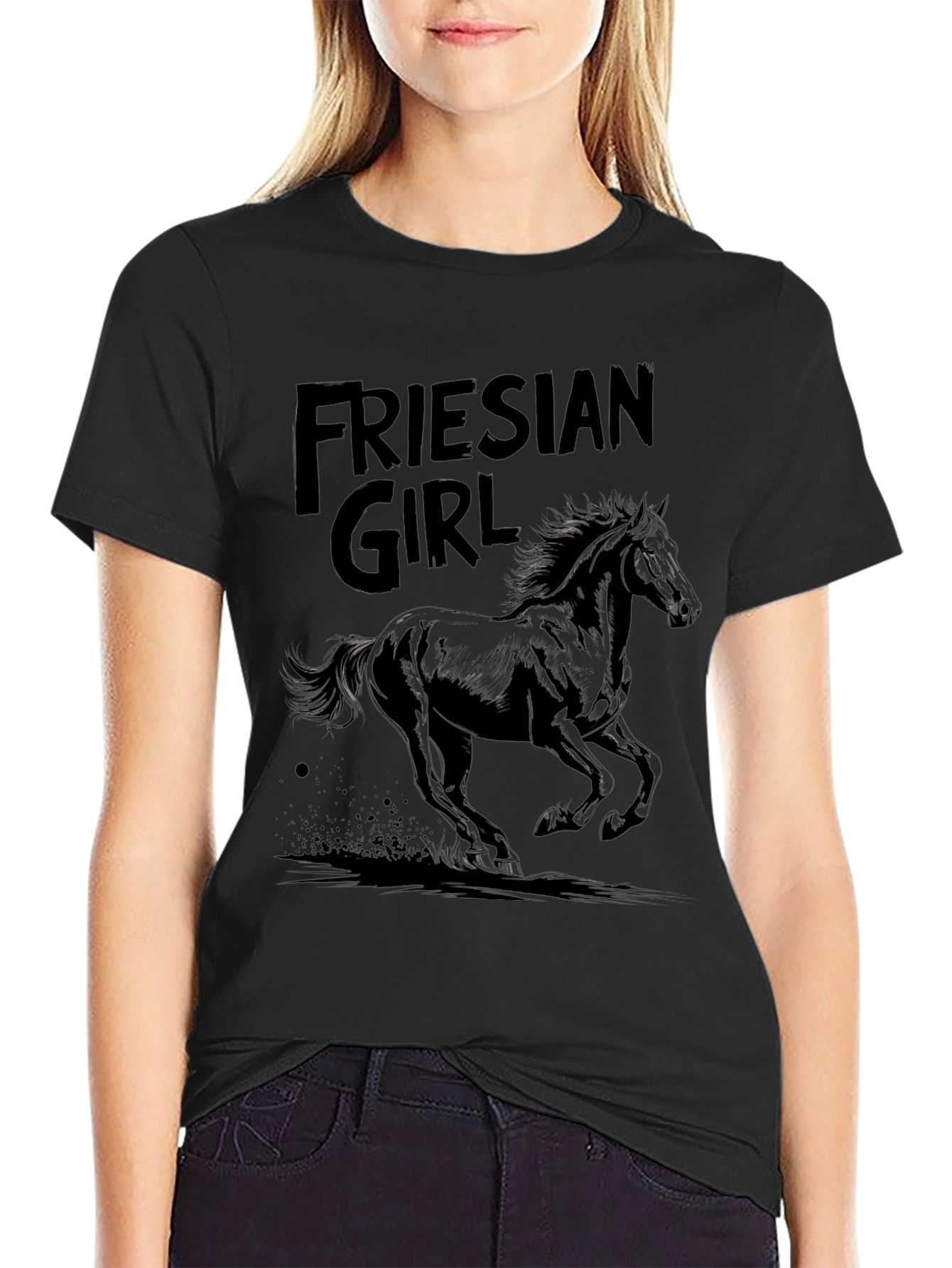 Black Friesian Girl Graphic Tee view 2