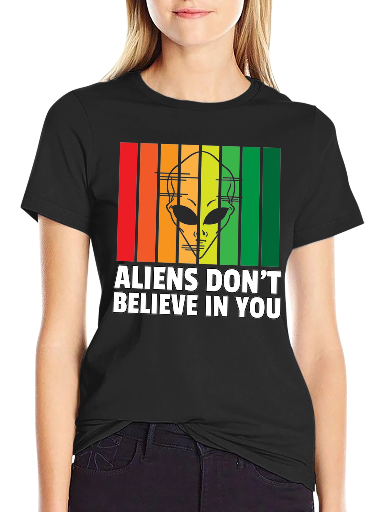 Black Aliens Don't Believe in You T-Shirt view 2