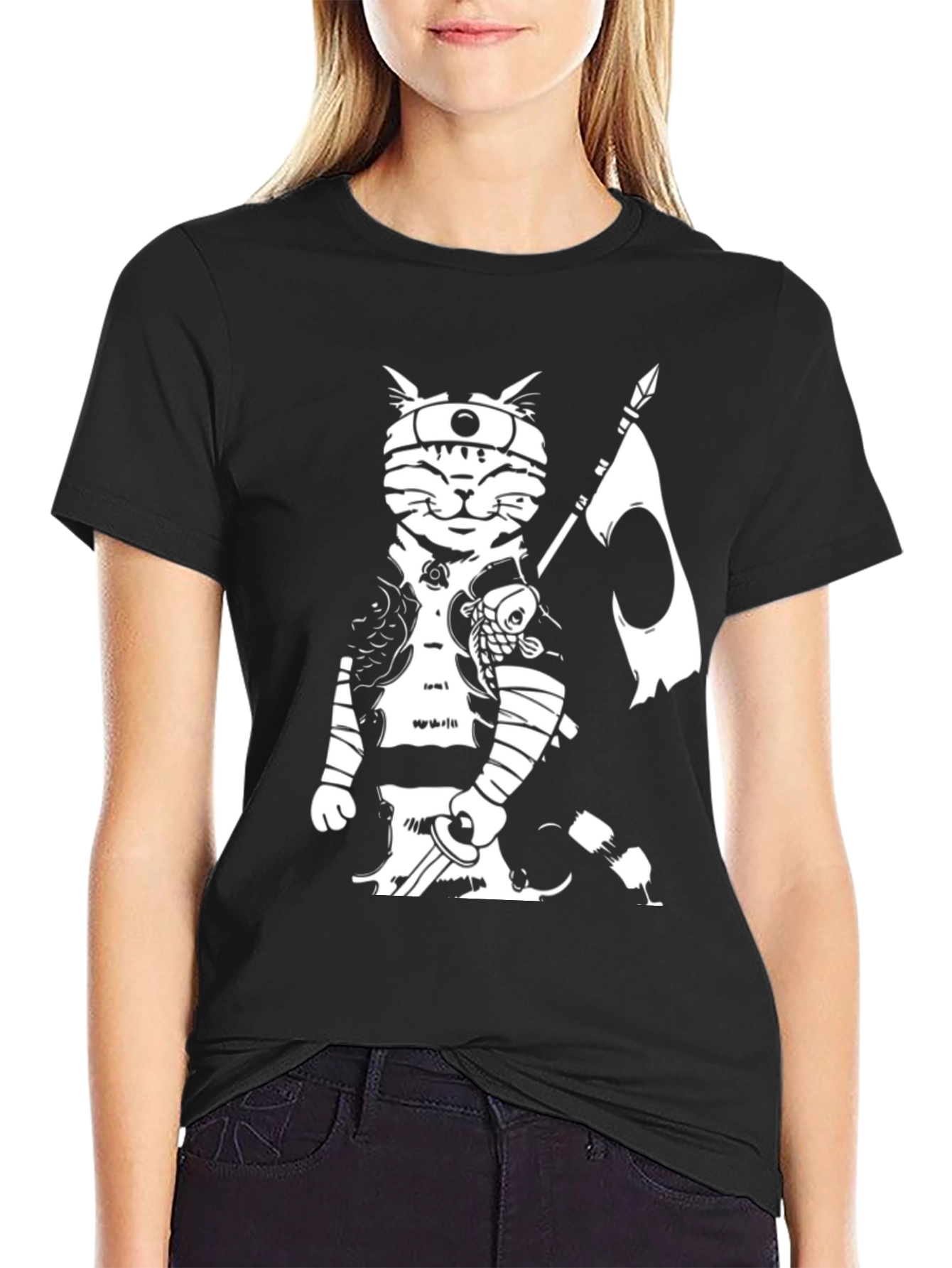Black Ninja Cat Graphic Tee - Cool Novelty T-Shirt view 2