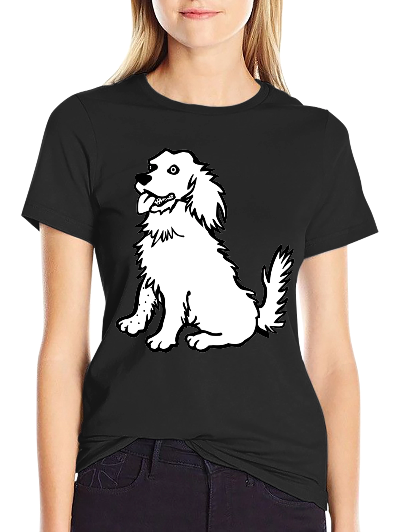 Black Dog Graphic Tee - Black Cotton Casual Shirt view 2