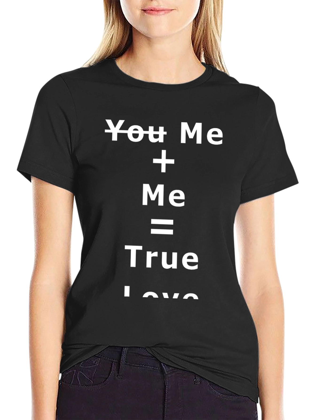 Black You Plus Me True Love Black T-Shirt view 2