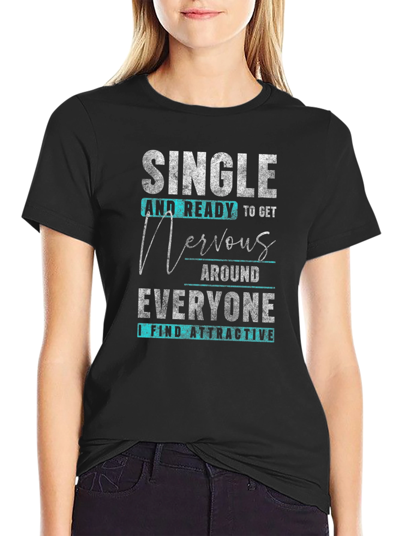 Black Single & Ready T-Shirt - Funny Dating Tee view 2