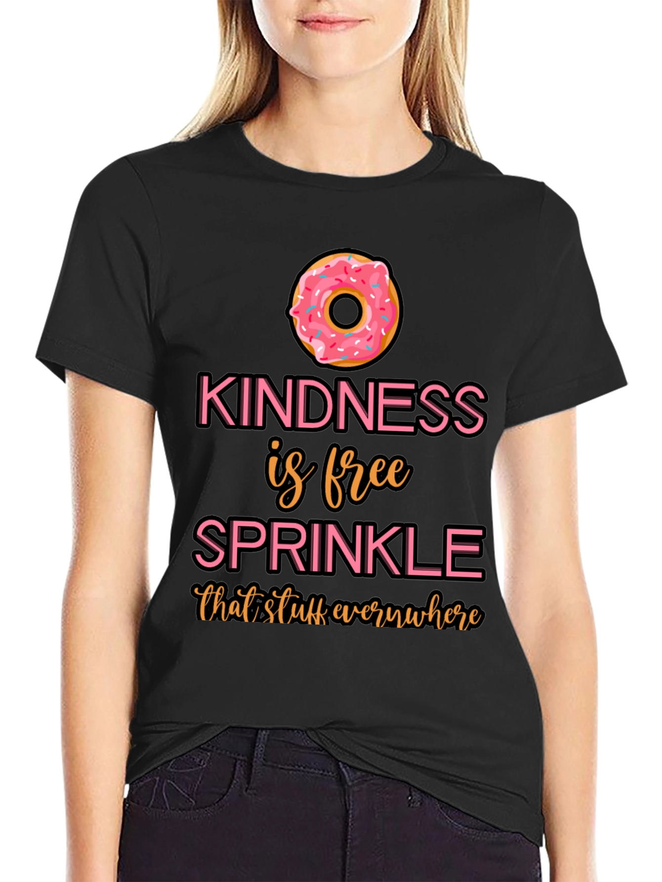 Black Kindness Sprinkle Donut T-Shirt view 2