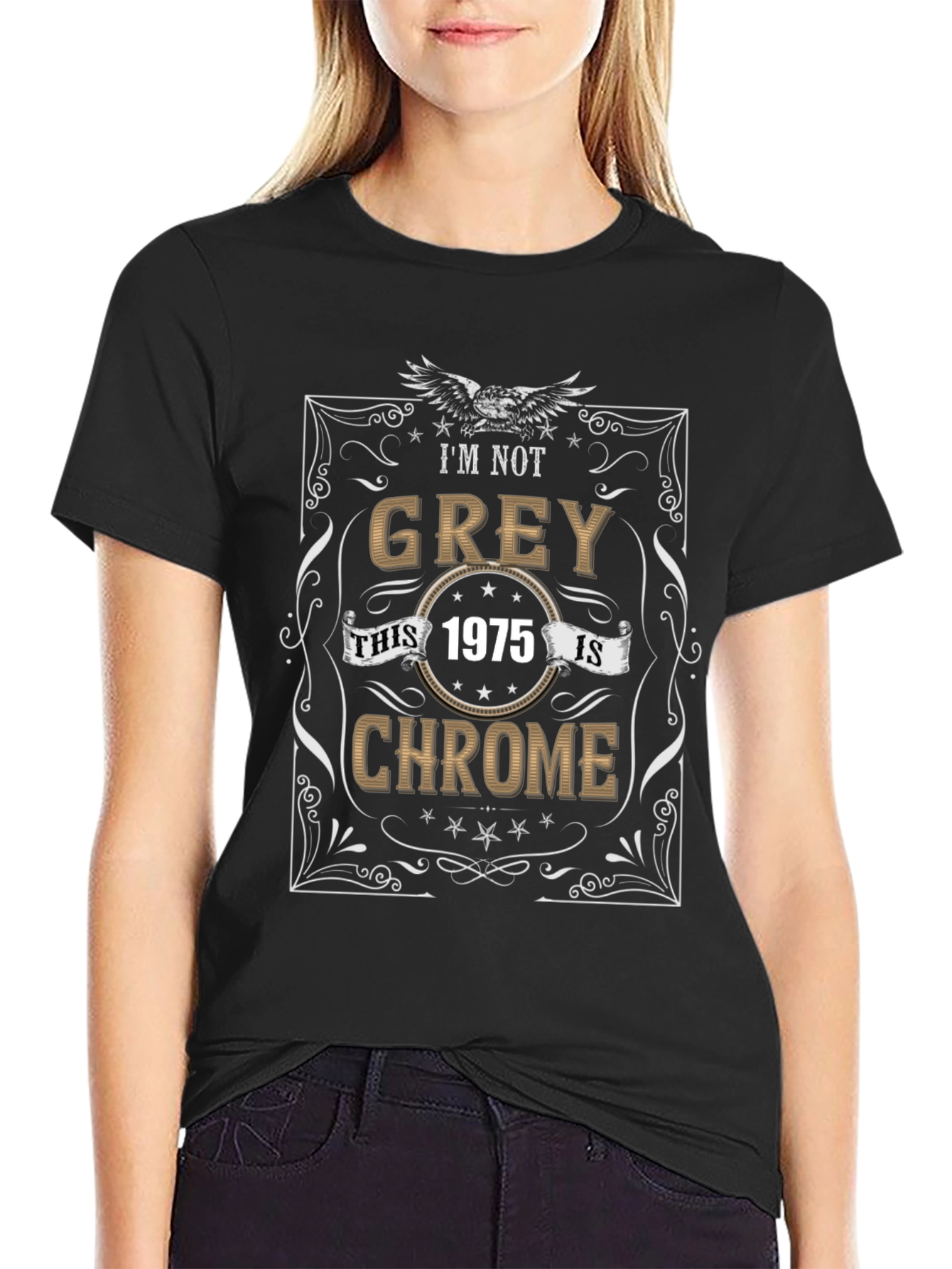 Black I'm Not Grey, 1975 Chrome T-Shirt view 2
