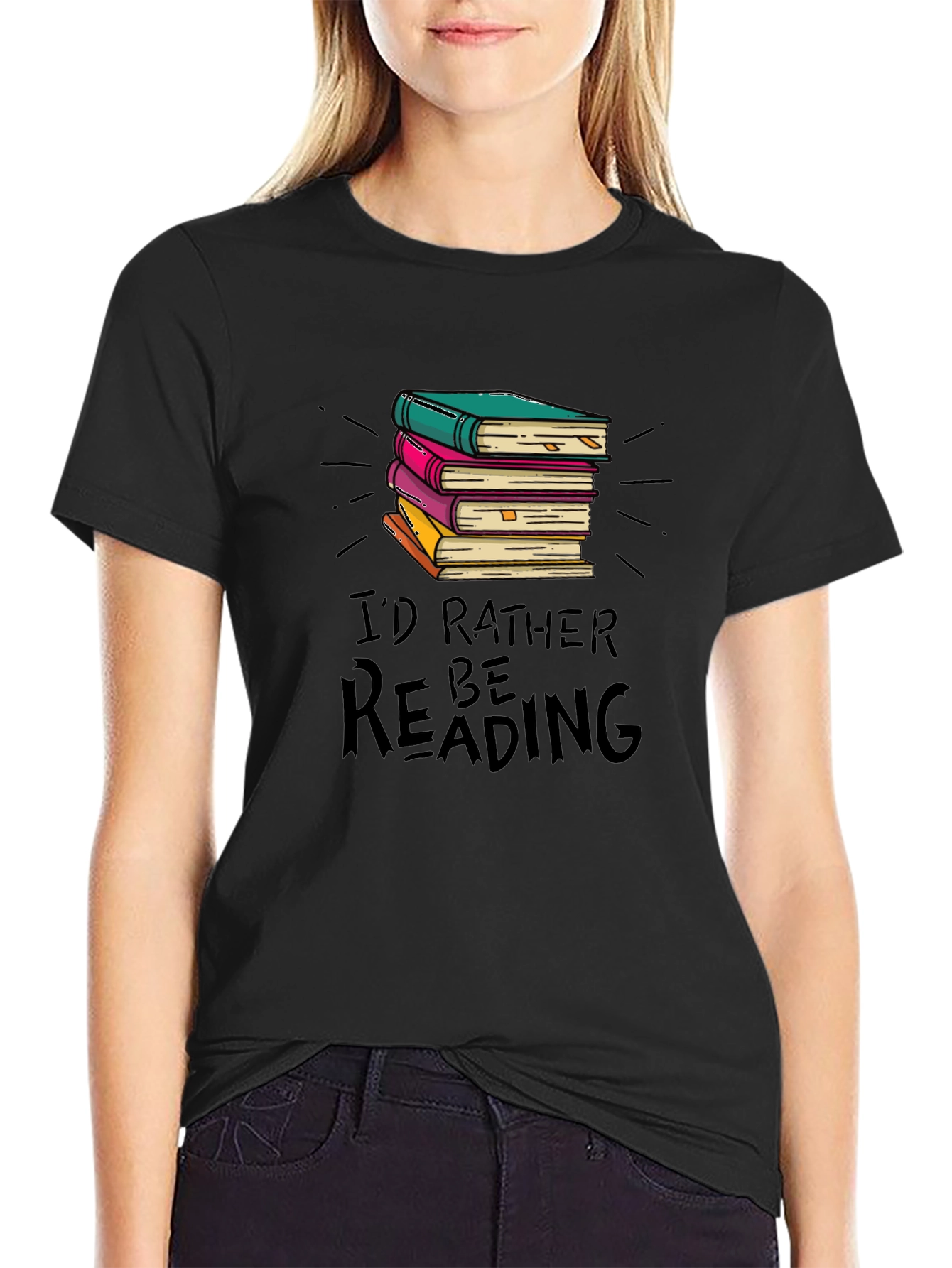 Black Book Lover Tee: I'd Rather Be Reading T-Shirt view 2