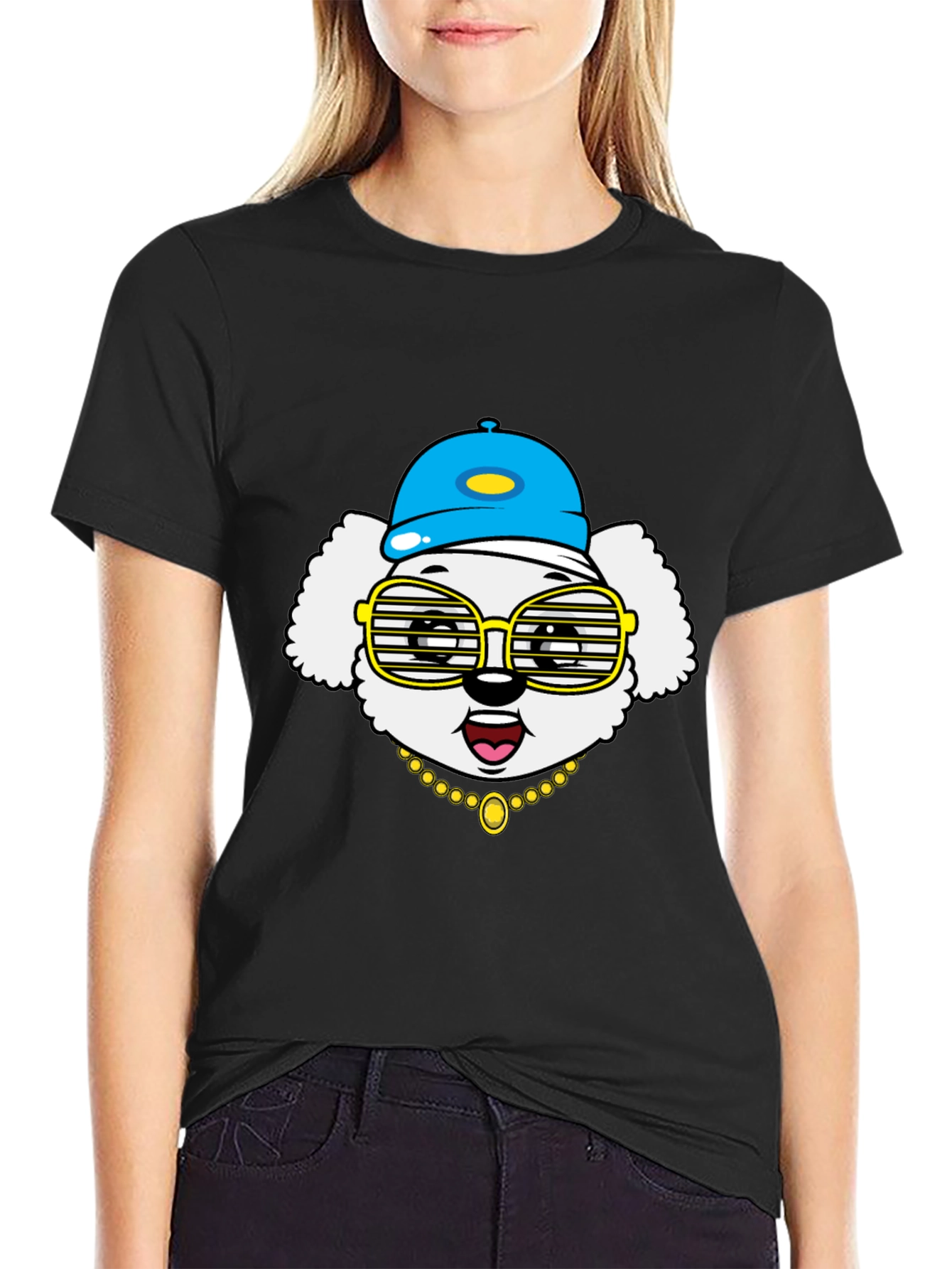 Dog Wearing Hat & Glasses T-Shirt - 2