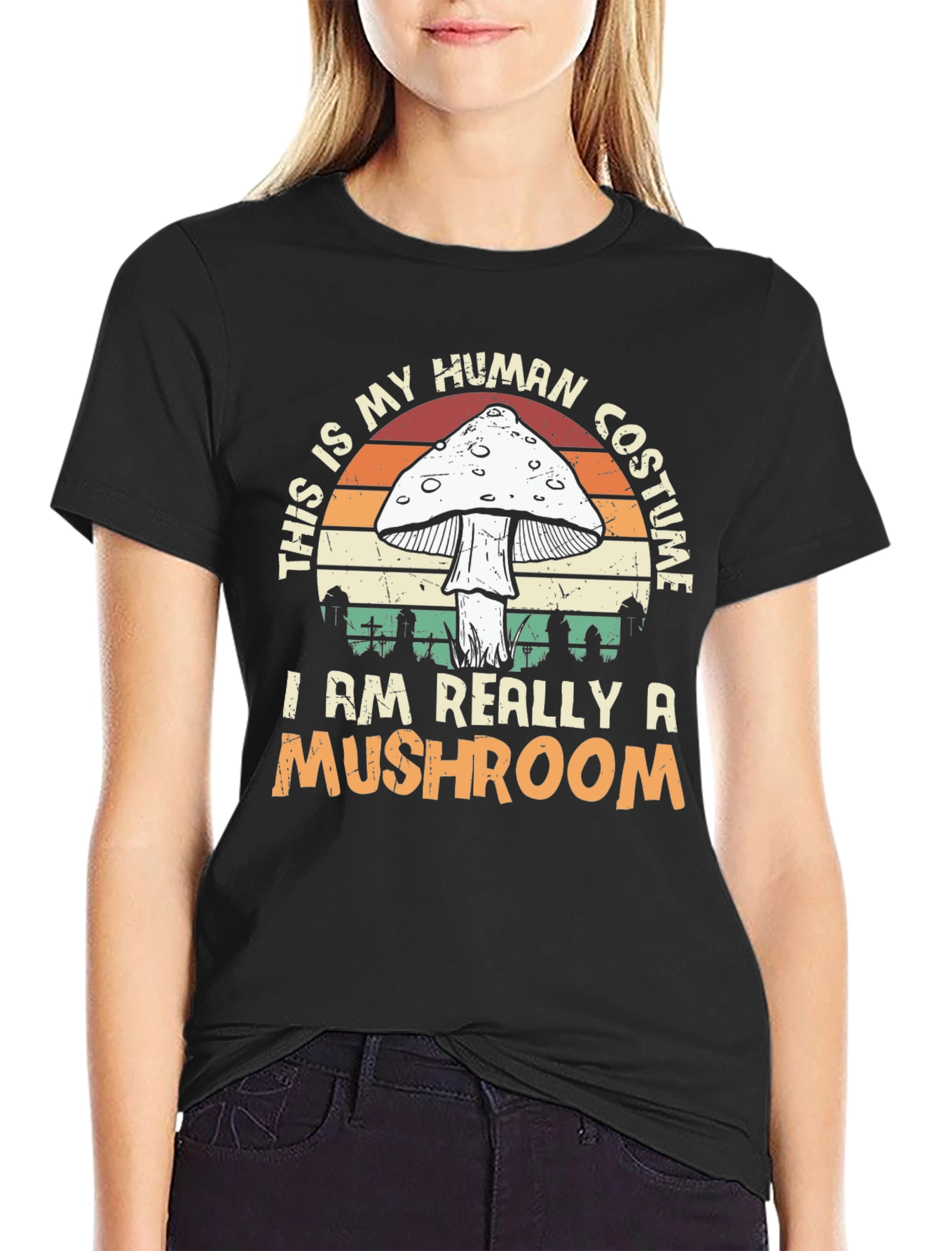 Black Mushroom Costume T-Shirt - Halloween Apparel view 2