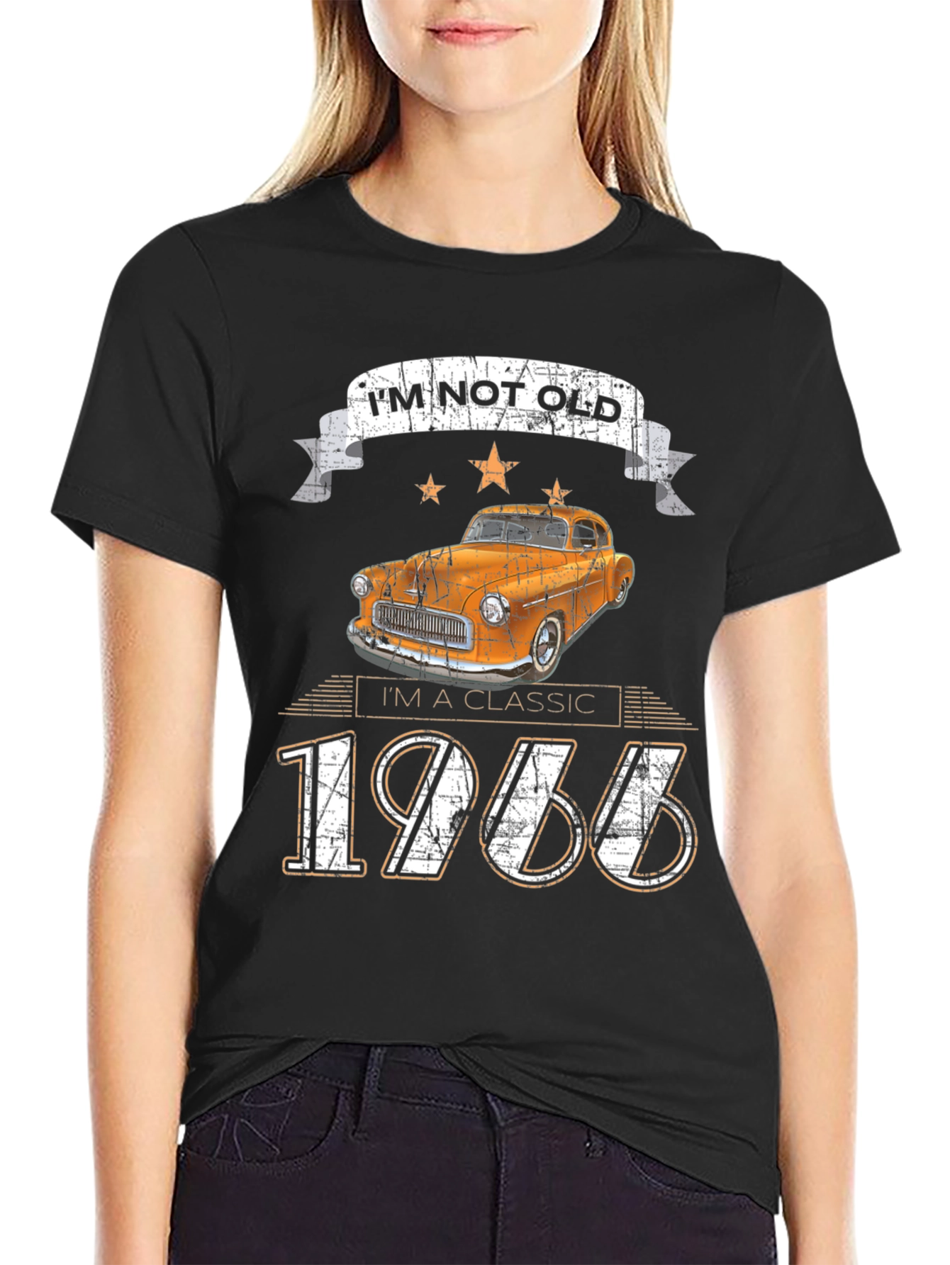 Black Classic 1966 Car T-Shirt view 2