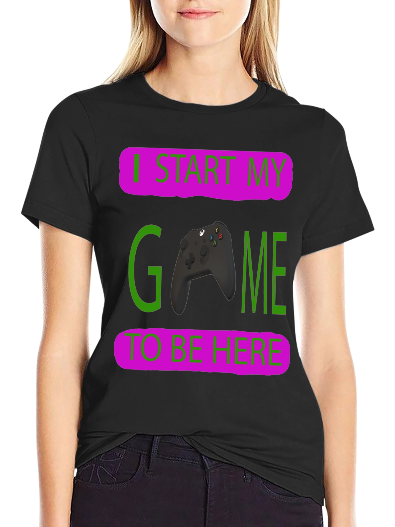 Black Gamer T-Shirt: I Start My Game To Be Here view 2
