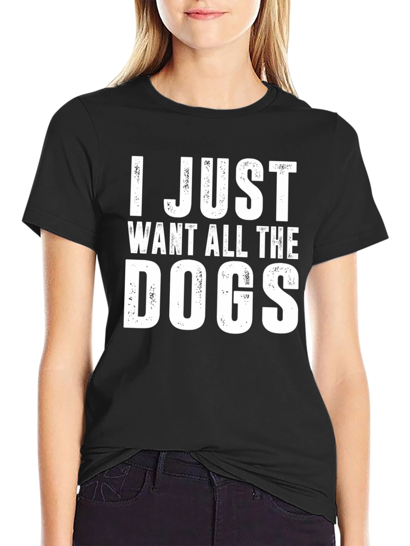 Black I Just Want All The Dogs T-Shirt - Unisex Cotton Tee view 2