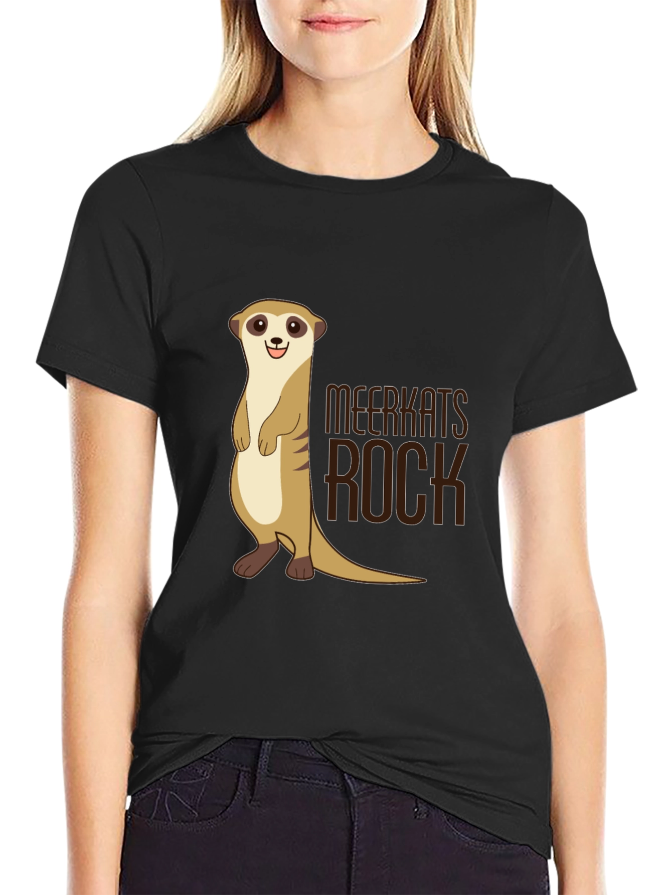Black Meerkats Rock T-Shirt - Black Cotton Graphic Tee view 2