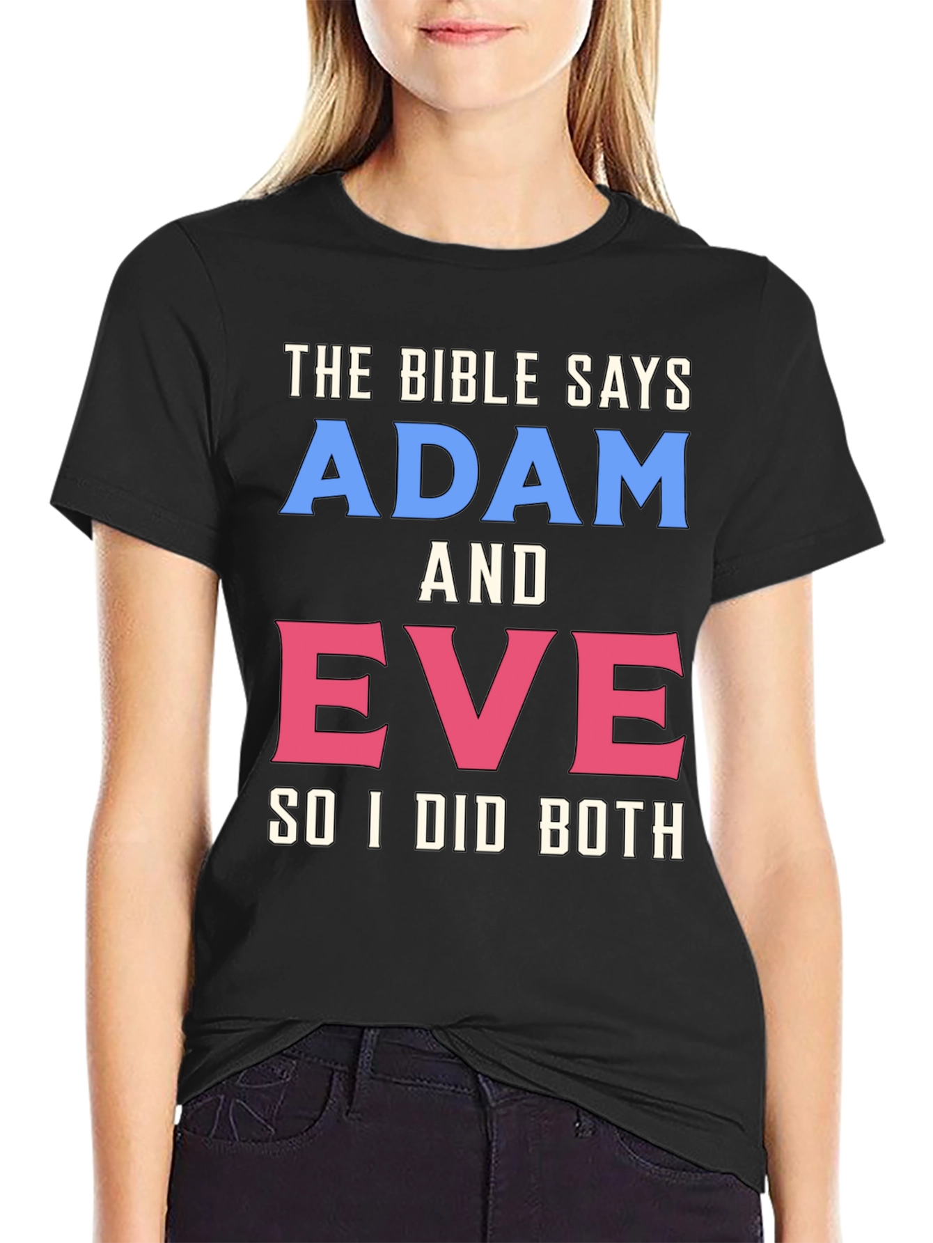 Black The Bible Says Adam & Eve T-Shirt view 2