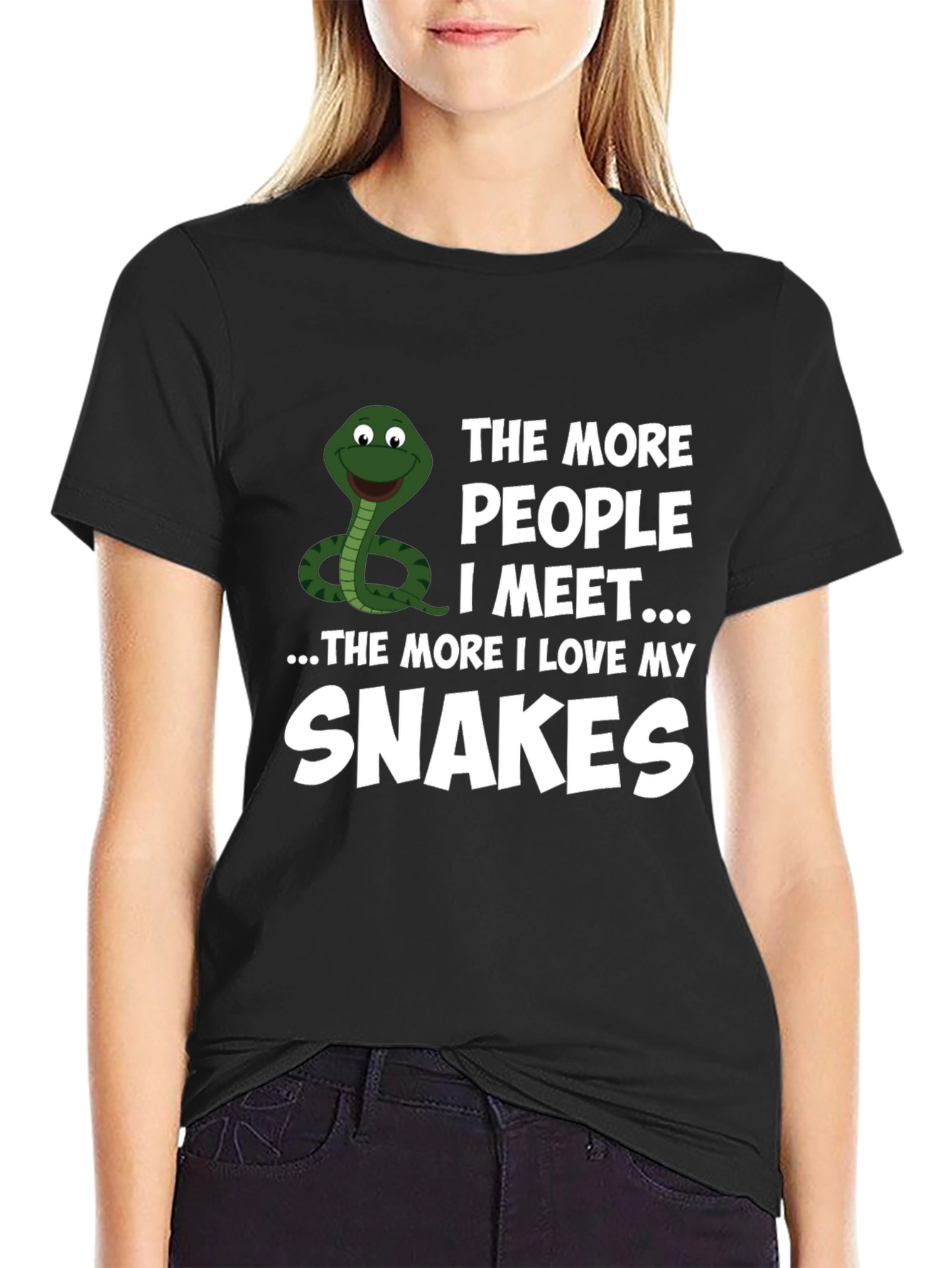 Black Funny Snake Lover T-Shirt: The More People I Meet... view 2